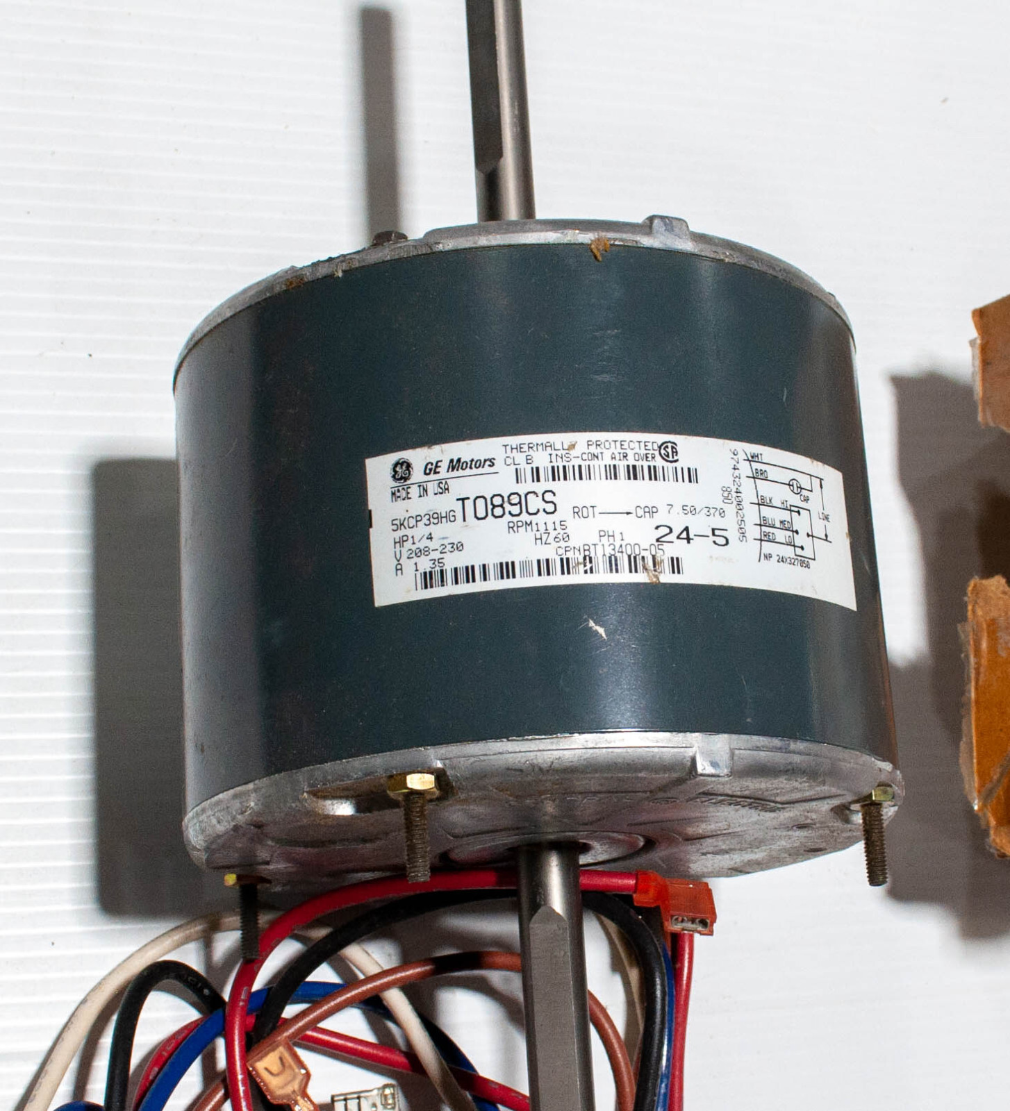 GE WJ94X651 AC Fan Motor 5KCP39HGT089CS 1/4HP 1.35A 1115RPM BT1340005
