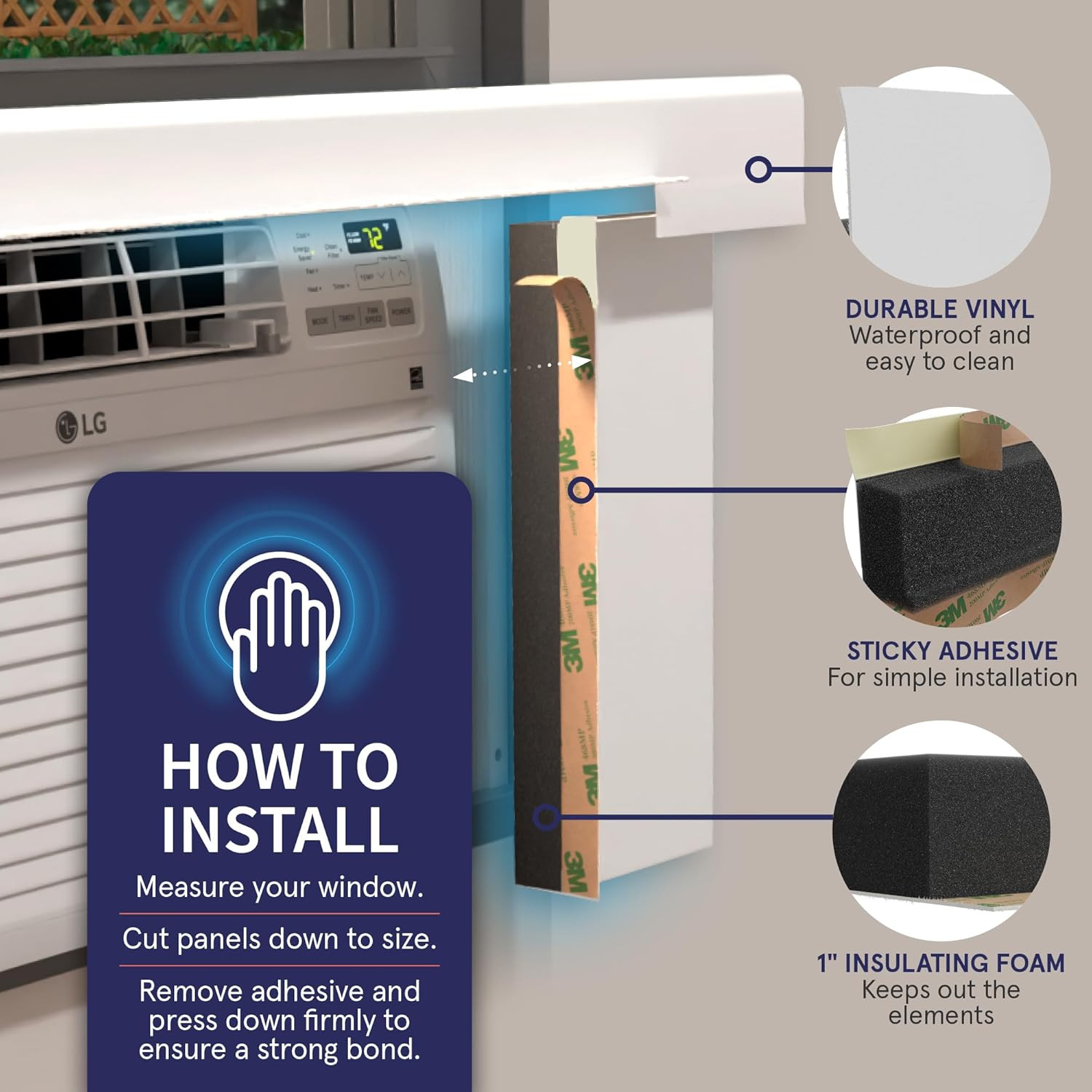 Surround Insulation Side Panels White for Window AC Unit Indoor Air Conditioner