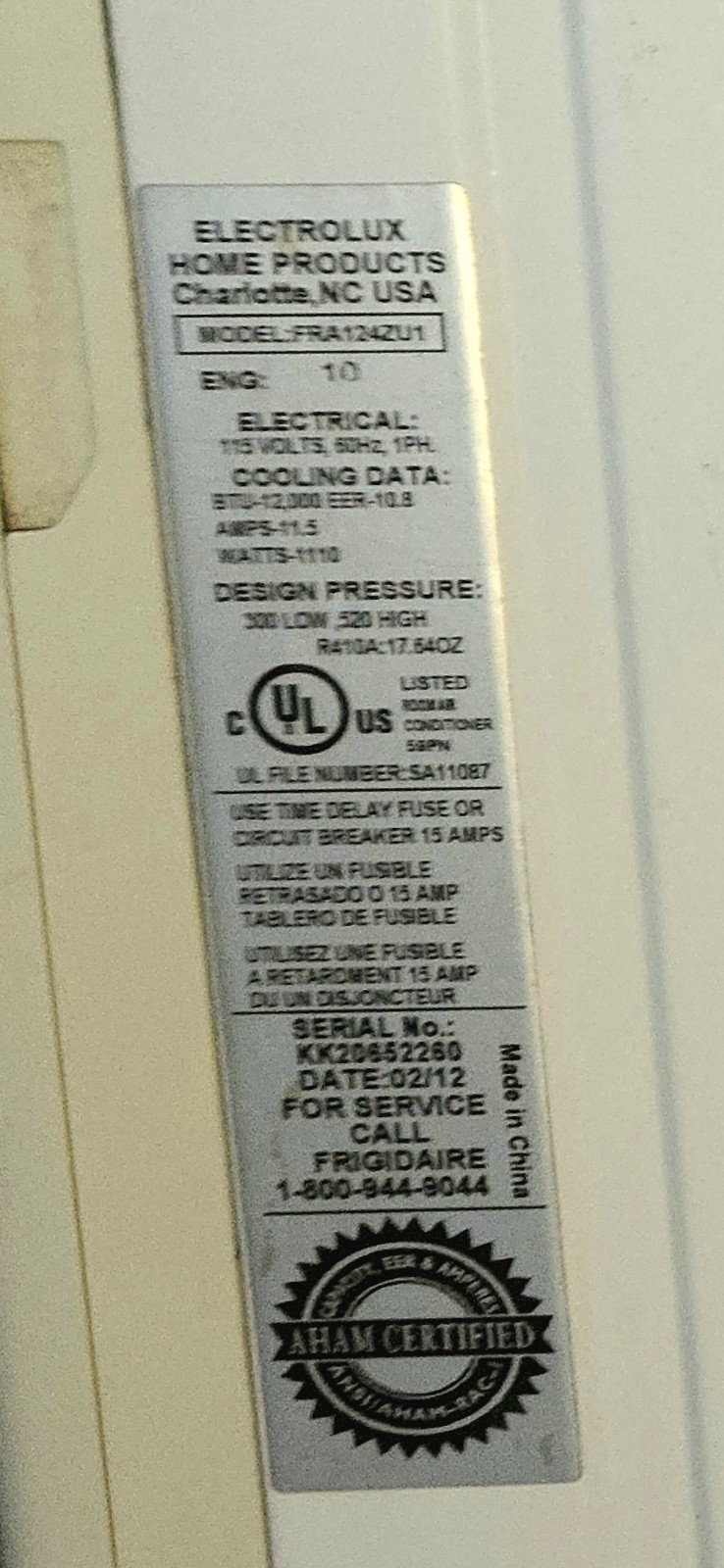Frigidaire FRA124ZU1 12,000 BTU 115V Window AC White Remote, Timer Sleep
