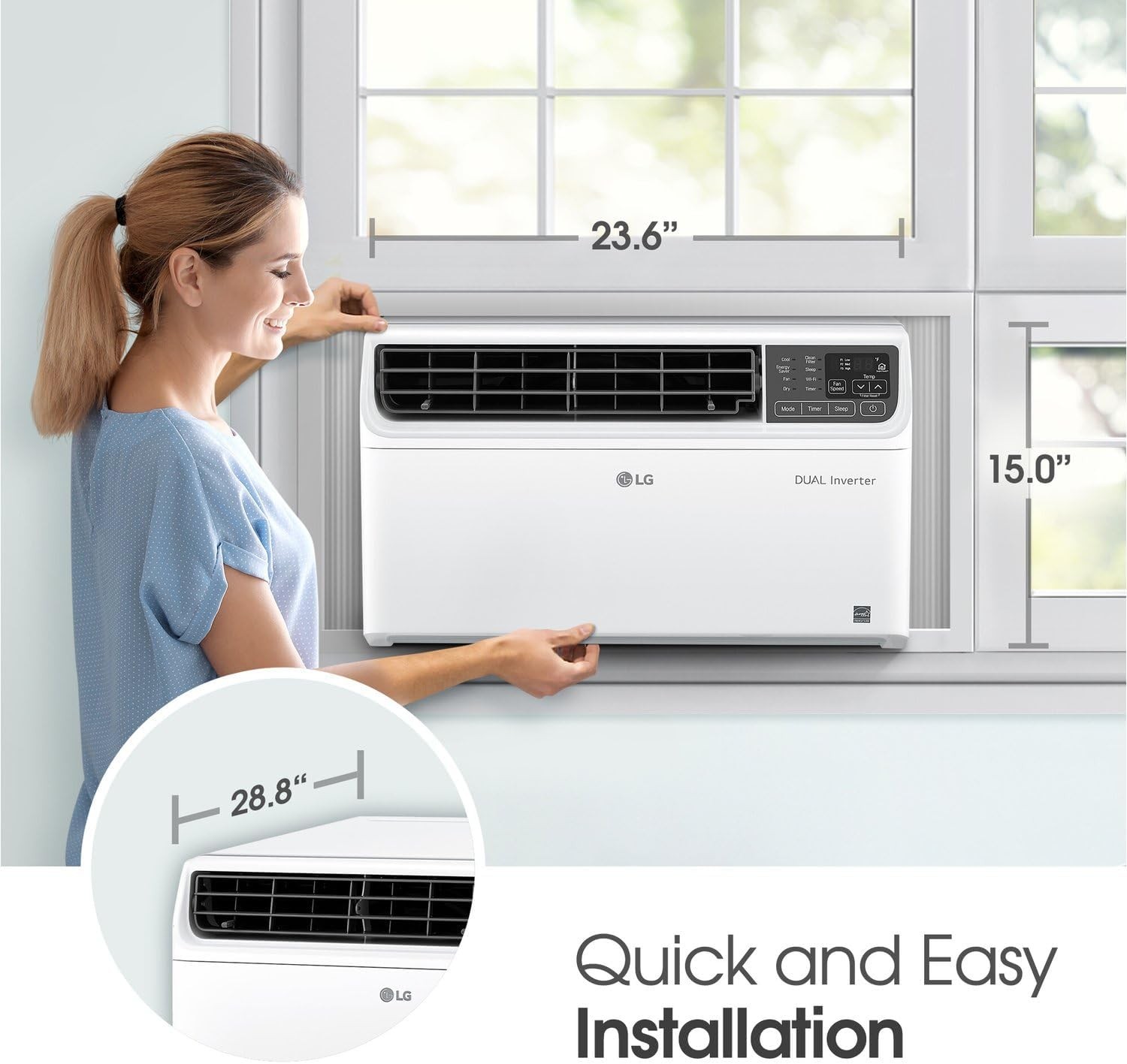 LG 12,000 BTU Dual Inverter Smart Window Air Conditioner, Cools 550 Sq. Ft. 115V