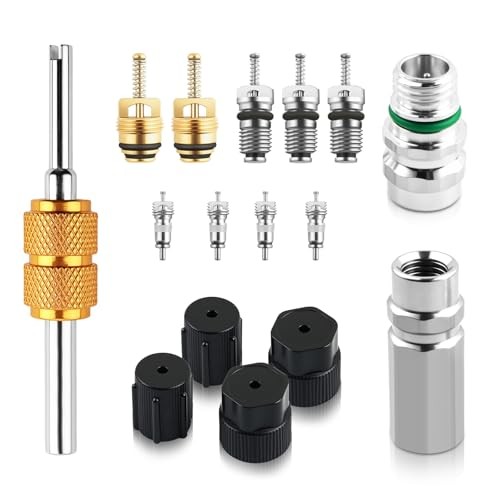 17PCS AC Valve Core Kit,All-in-One Portable AC Valve Core Removal Tool Kit