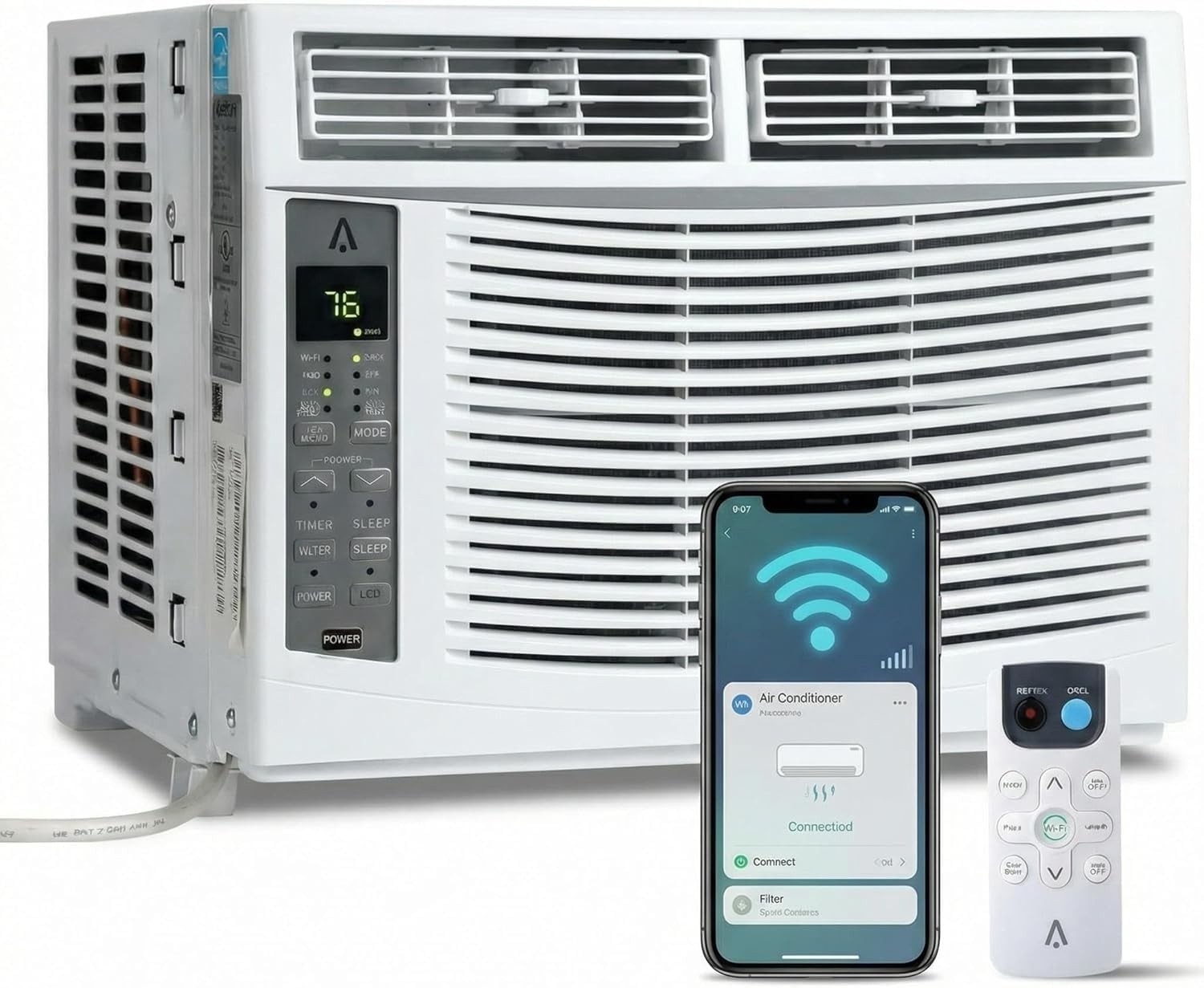 Smart 6000 BTU Window Air Conditioner, WiFi 3-in-1 AC Unit with 24H Timer