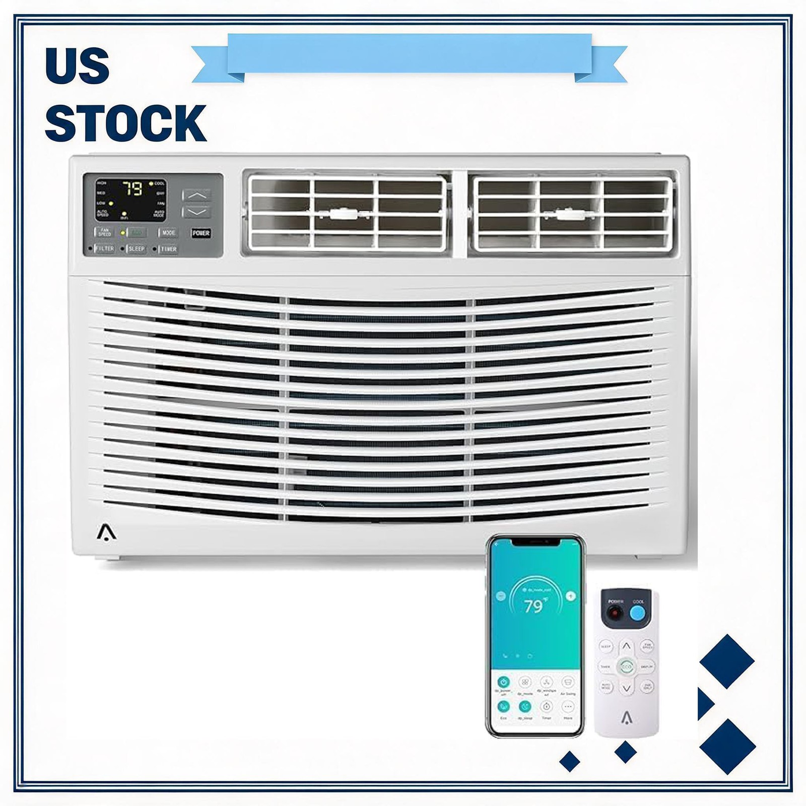 10000 BTU Window Air Conditioner AC w/ Remote Cools Rooms 3 Cooling & Fan Speeds