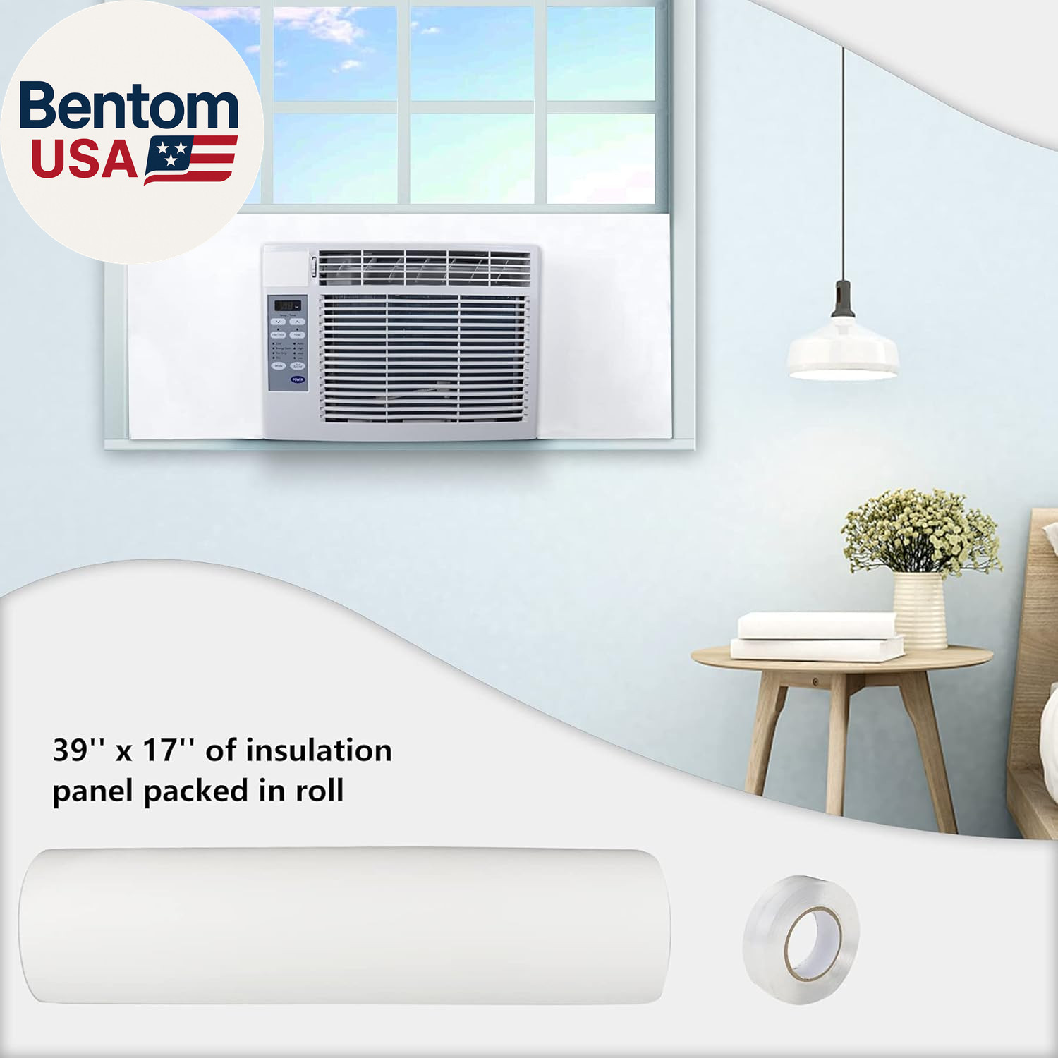 BJADE’S Window Air Conditioner Side Insulated Foam Panel, One-Piece Full Surroun