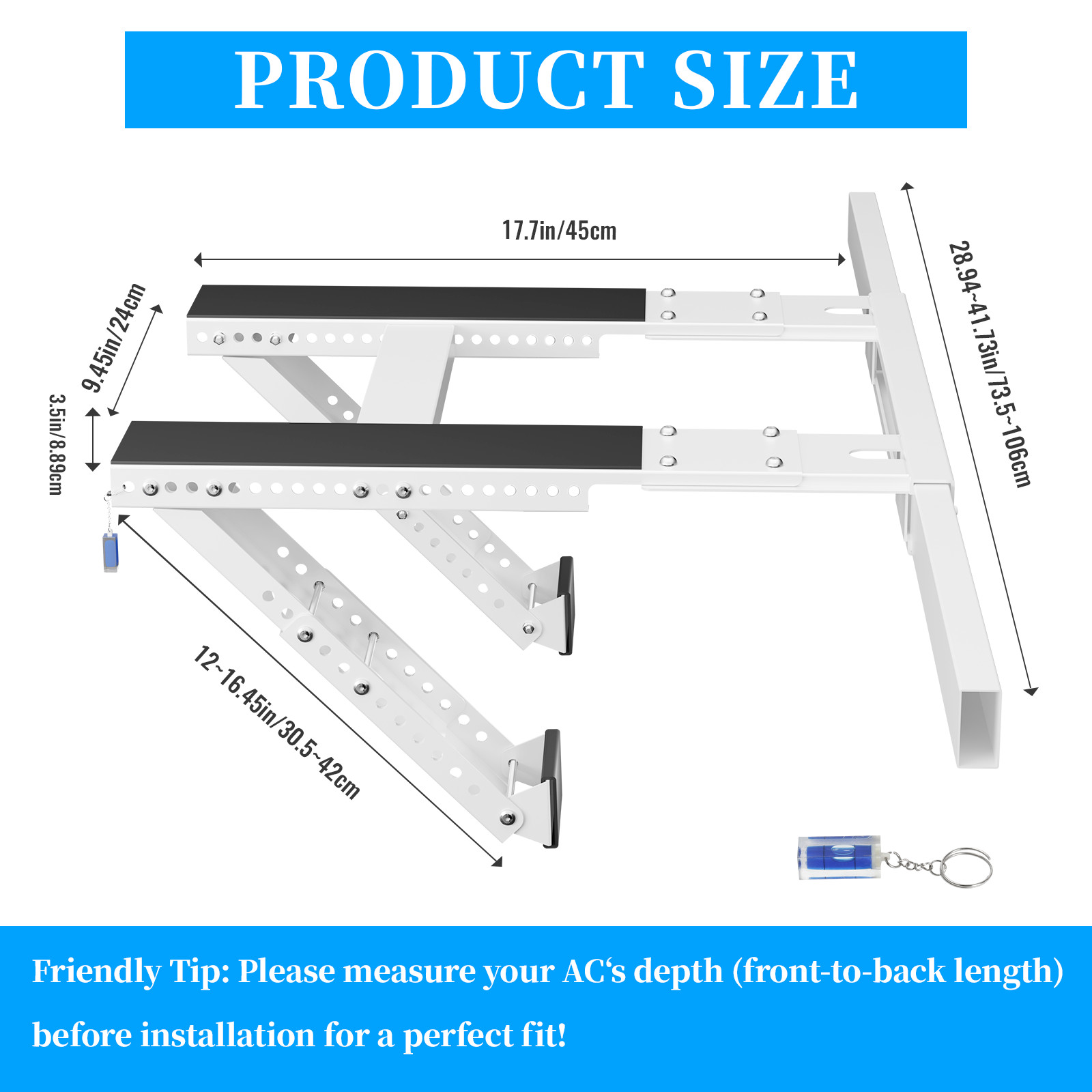 No Drill Window AC Bracket,Adjustable Window Air Conditioner Support Bracket