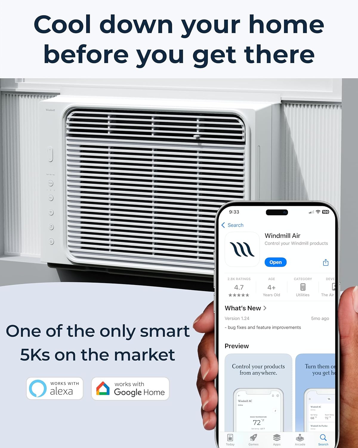 5,000 BTU Window Air Conditioner | Cools up to 150 Sq. Ft., Easy Install, Voice-