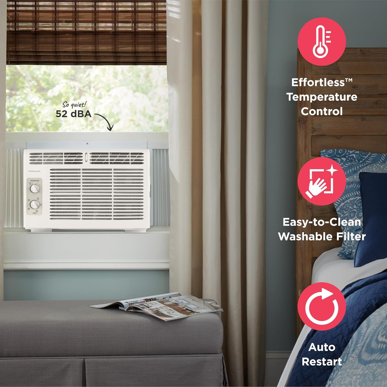 Frigidaire ,000 BTU Window-Mounted Air Conditioner, Cools up to 150 Sq. Ft., Qui