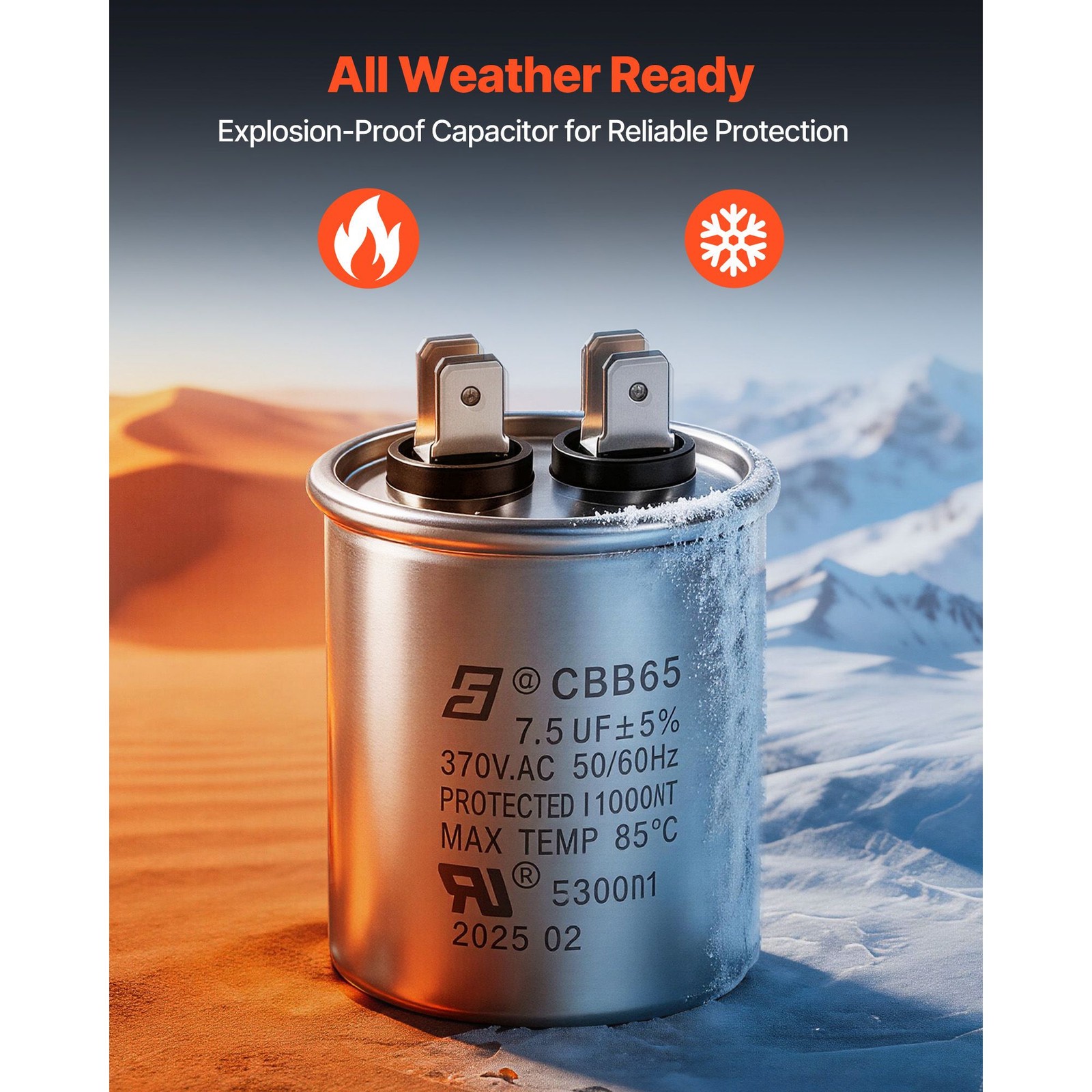 Condenser Fan Motor 1/ 3 HP 1075 RPM 208 – 230V with Capacitor