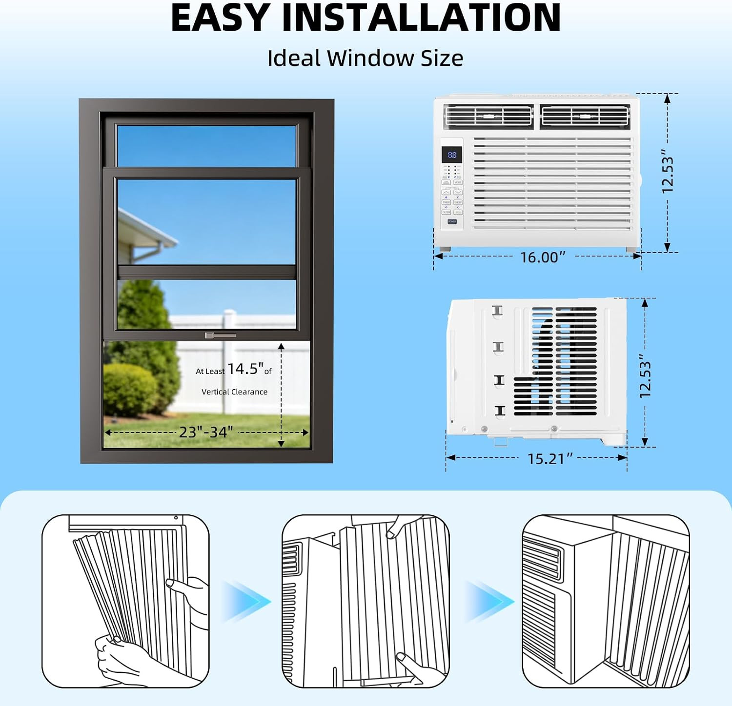 Antarctic Star 6,000 BTU Window Air Conditioner, Window AC Unit, Cools Rooms up