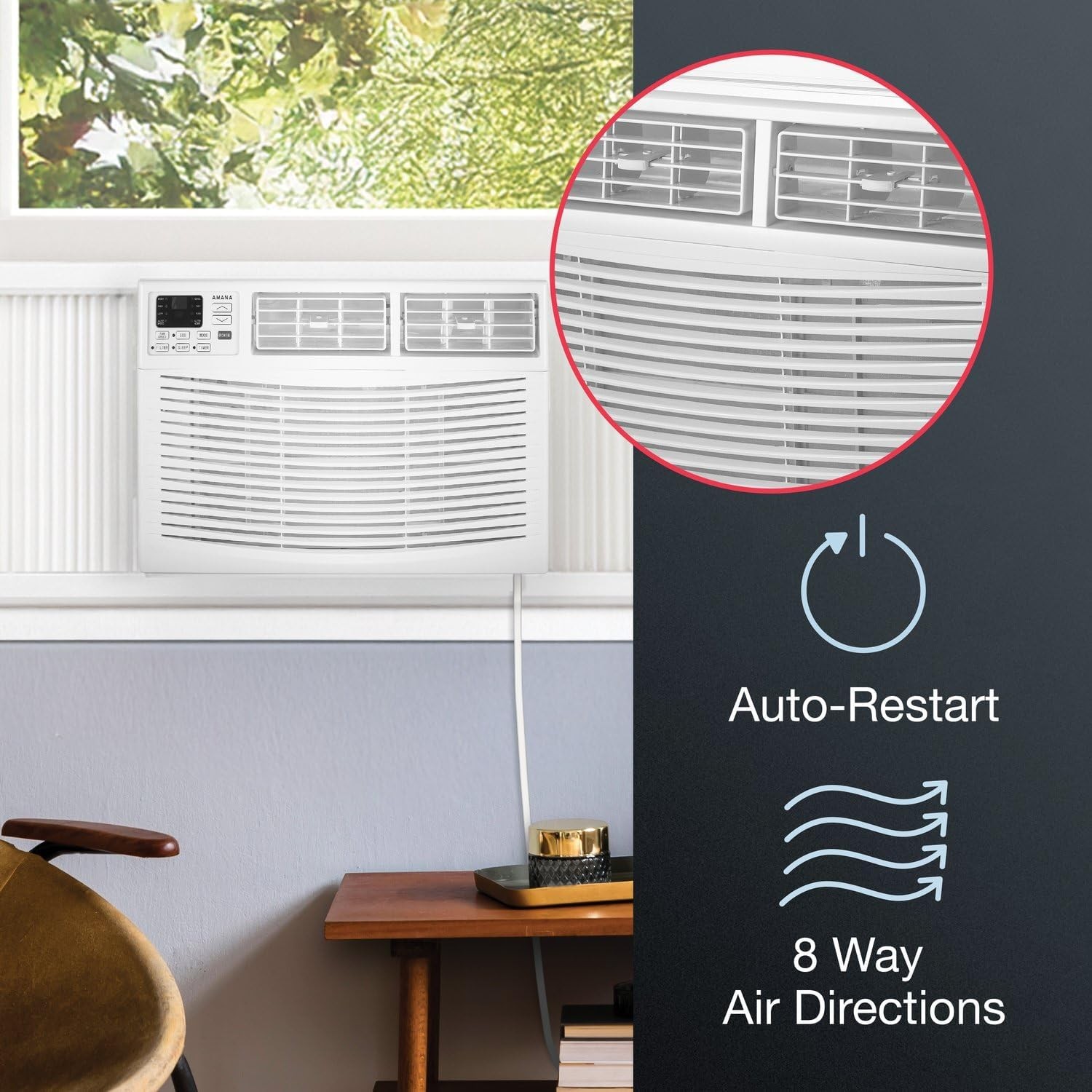 Amana 12,000 BTU Window Air Conditioner, 115V, Cools up to 550 Sq. Ft. 24H Timer