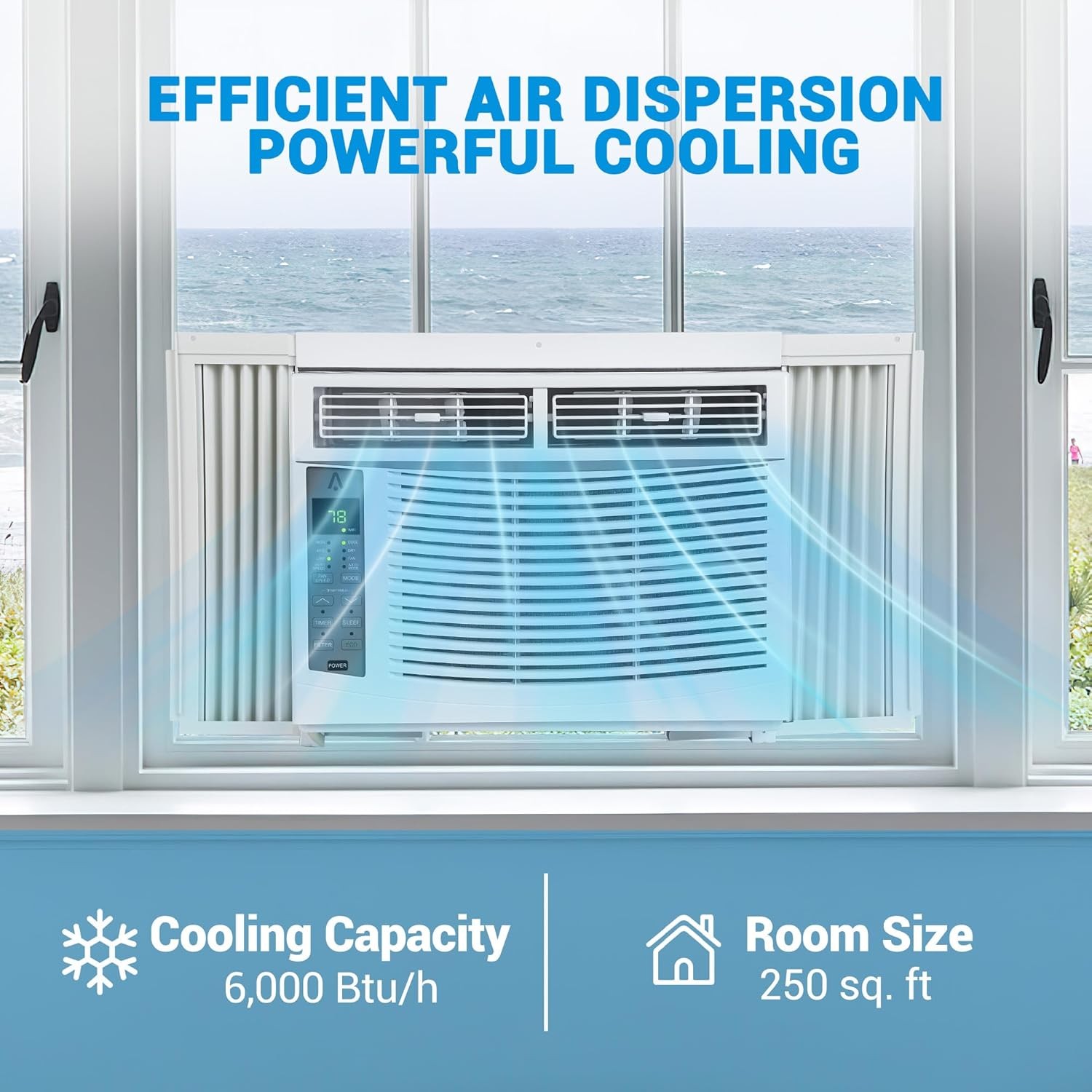 Smart 6000 BTU Window Air Conditioner, WiFi 3-in-1 AC Unit with 24H Timer