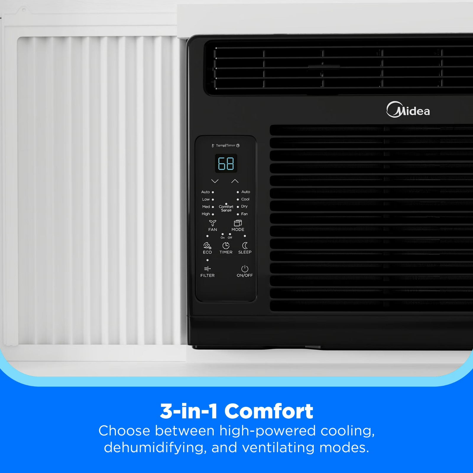 US Midea 6,000 BTU 115V Window Air Conditioner with Comfort Sense Remote, up to