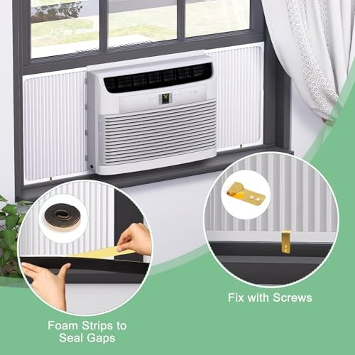 Window Air Conditioner Side Panels with Adjustable Frame, 1 Count (Pack of 2)