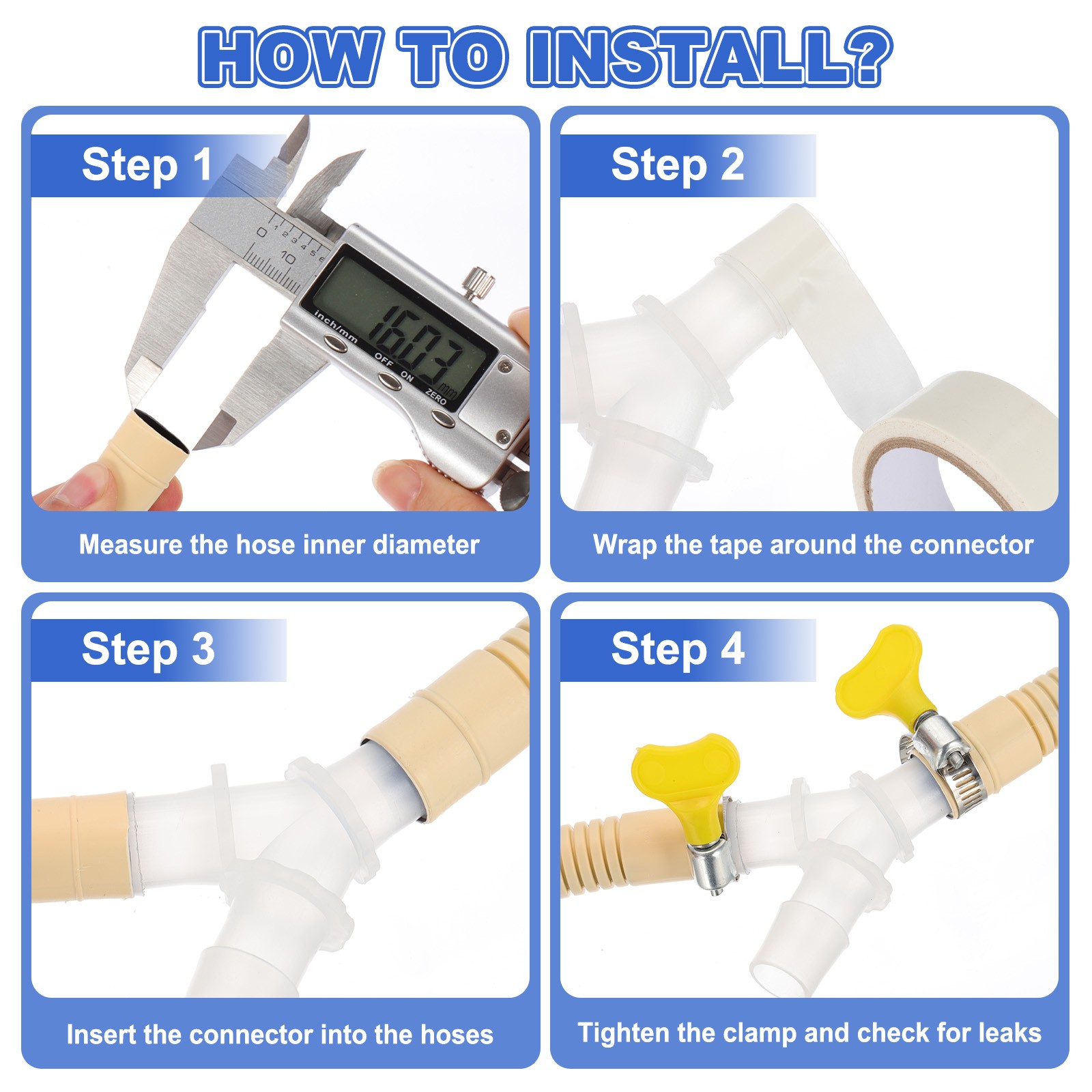 6.5Ft Air Conditioner Drain Hose Universal AC Drain Hose with Y-Shaped Connector