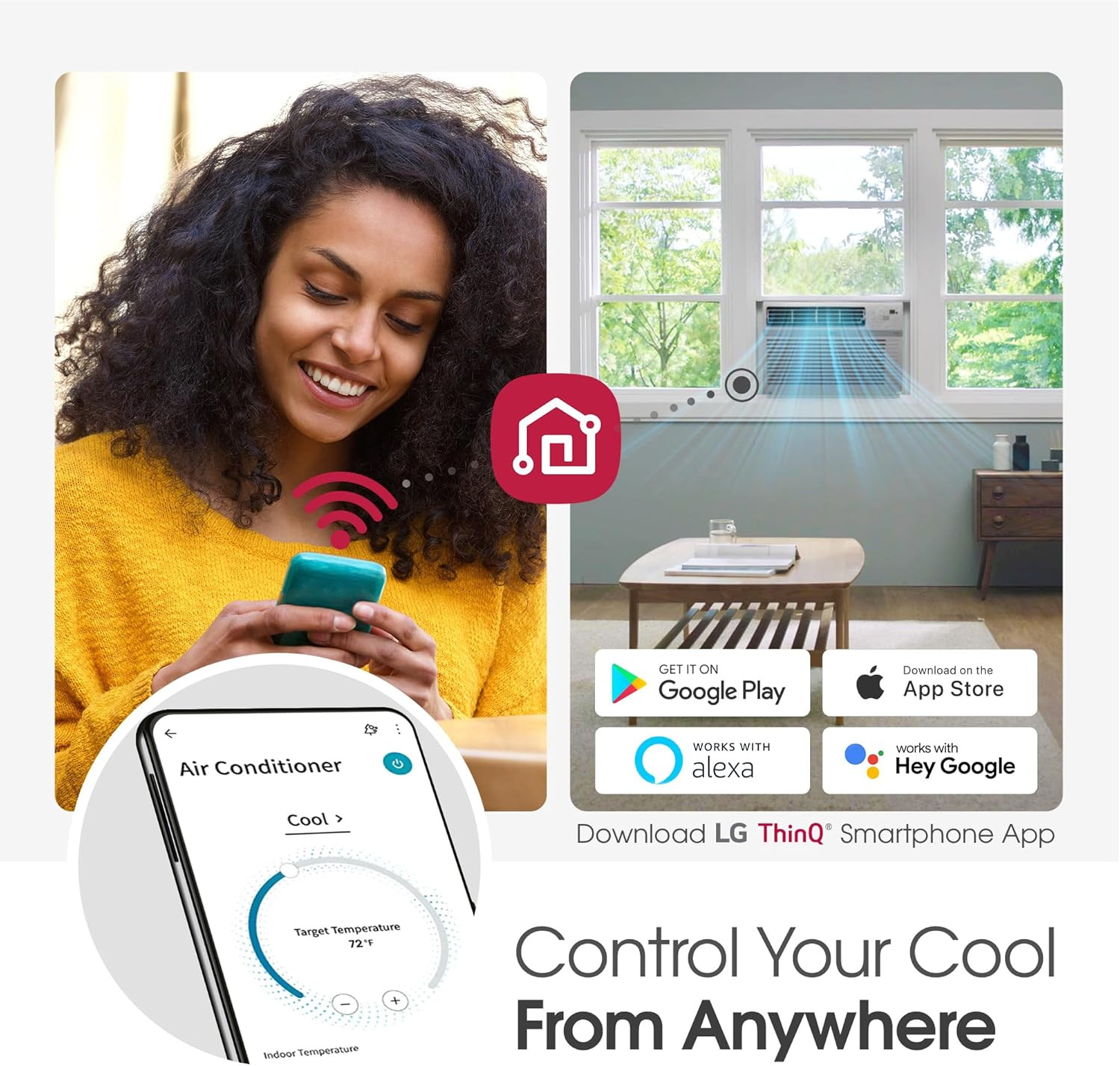 LG 6000 BTU Window Air Conditioner Energy Saving Dual Inverter, Remote Control,