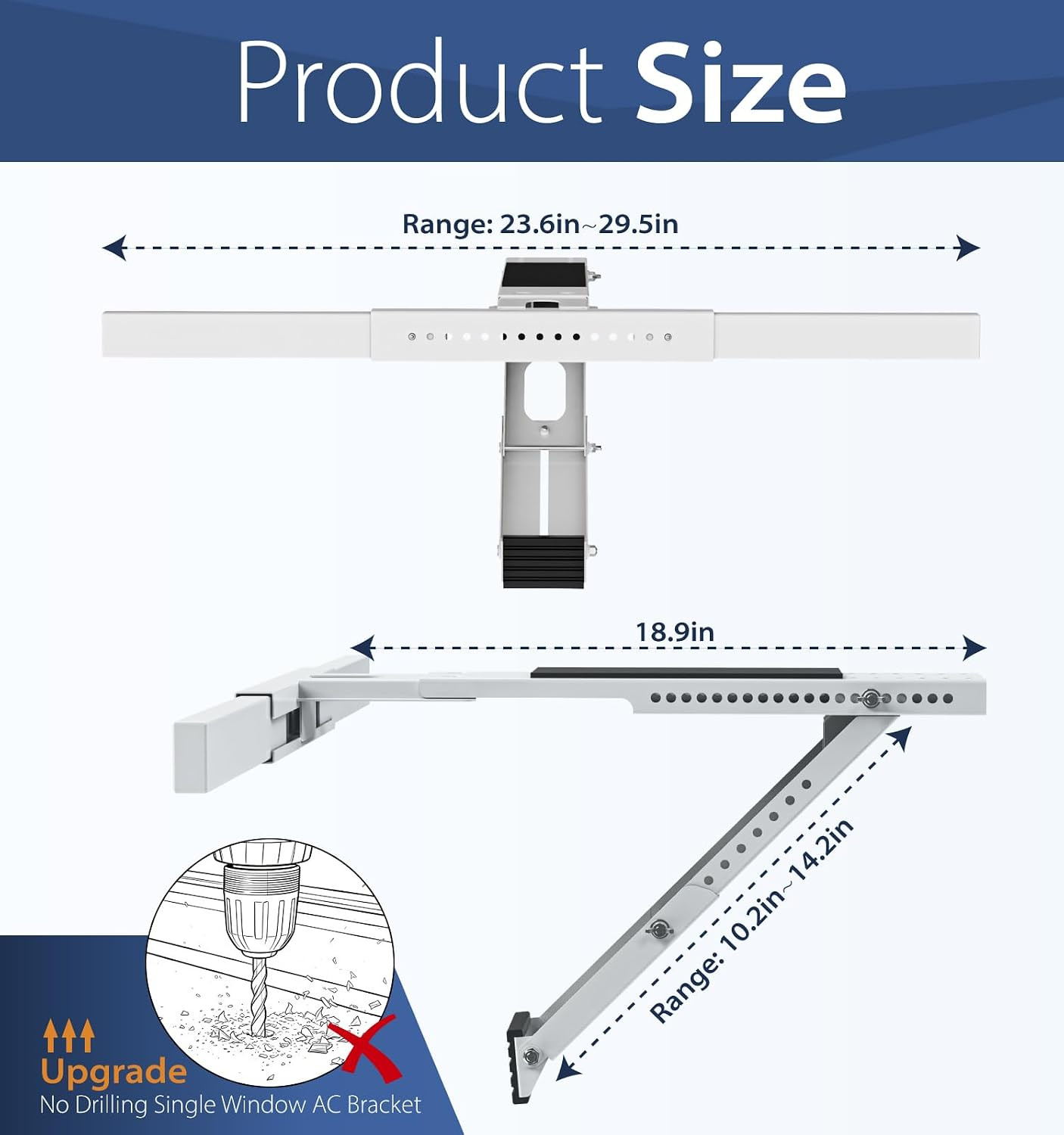 No Drilling Window AC Bracket,Hvac Brackets Fits Single & Double-Hung Windows,Ho