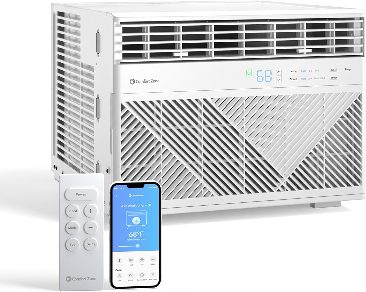Window Mounted Smart Wi-Fi Room Air Conditioner with Remote Control, 12,000 BTU,