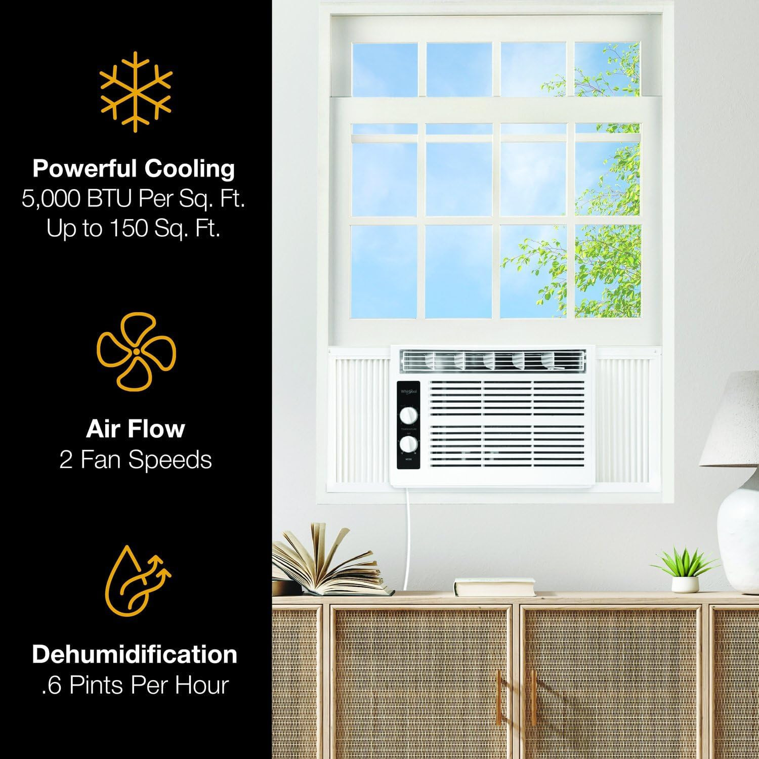 Whirlpool 5,000 BTU 115V Window Air Conditioner & Dehumidifier with Mechanical C