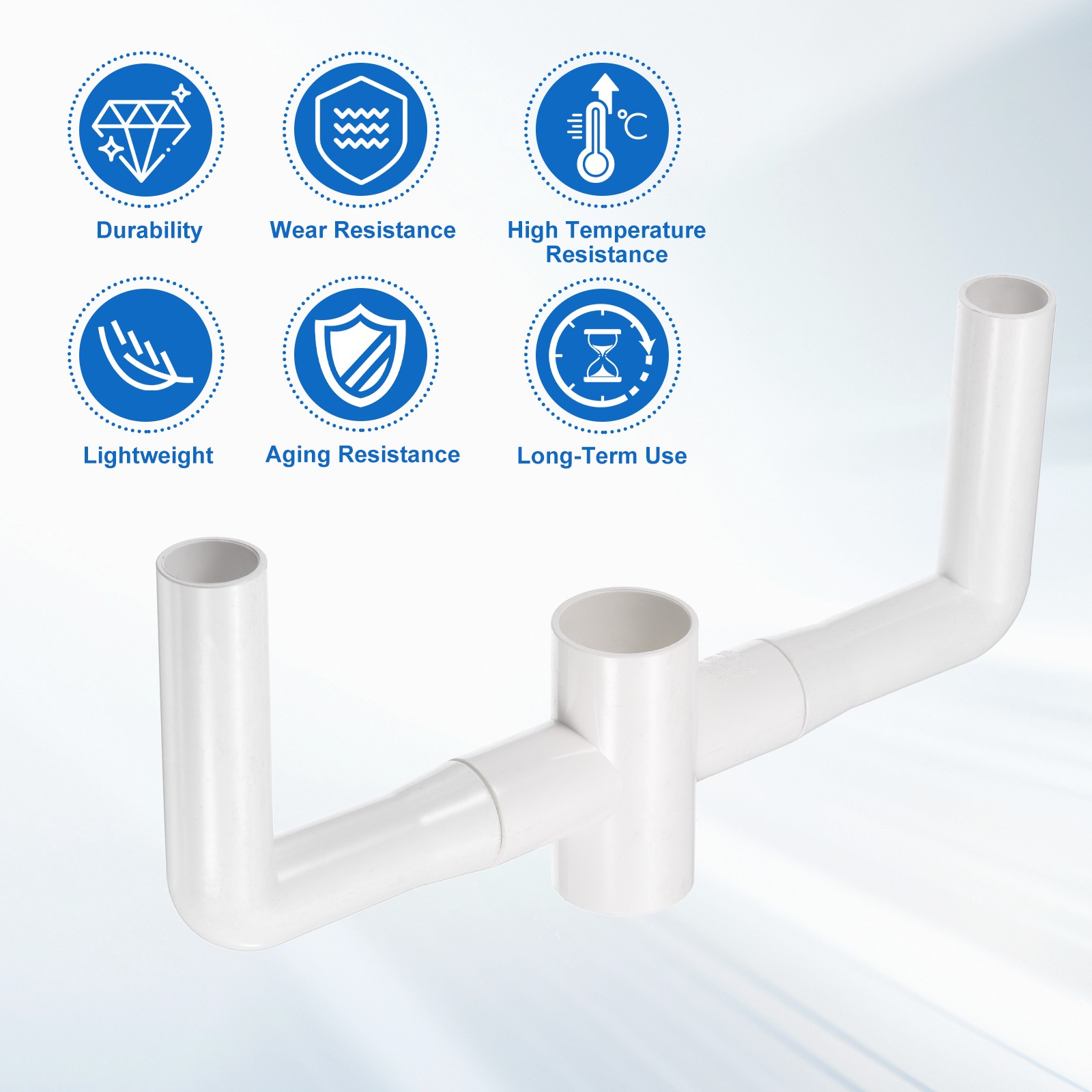 32x25mm PVC Four-Way Air Conditioner Drain Hose Connector, White
