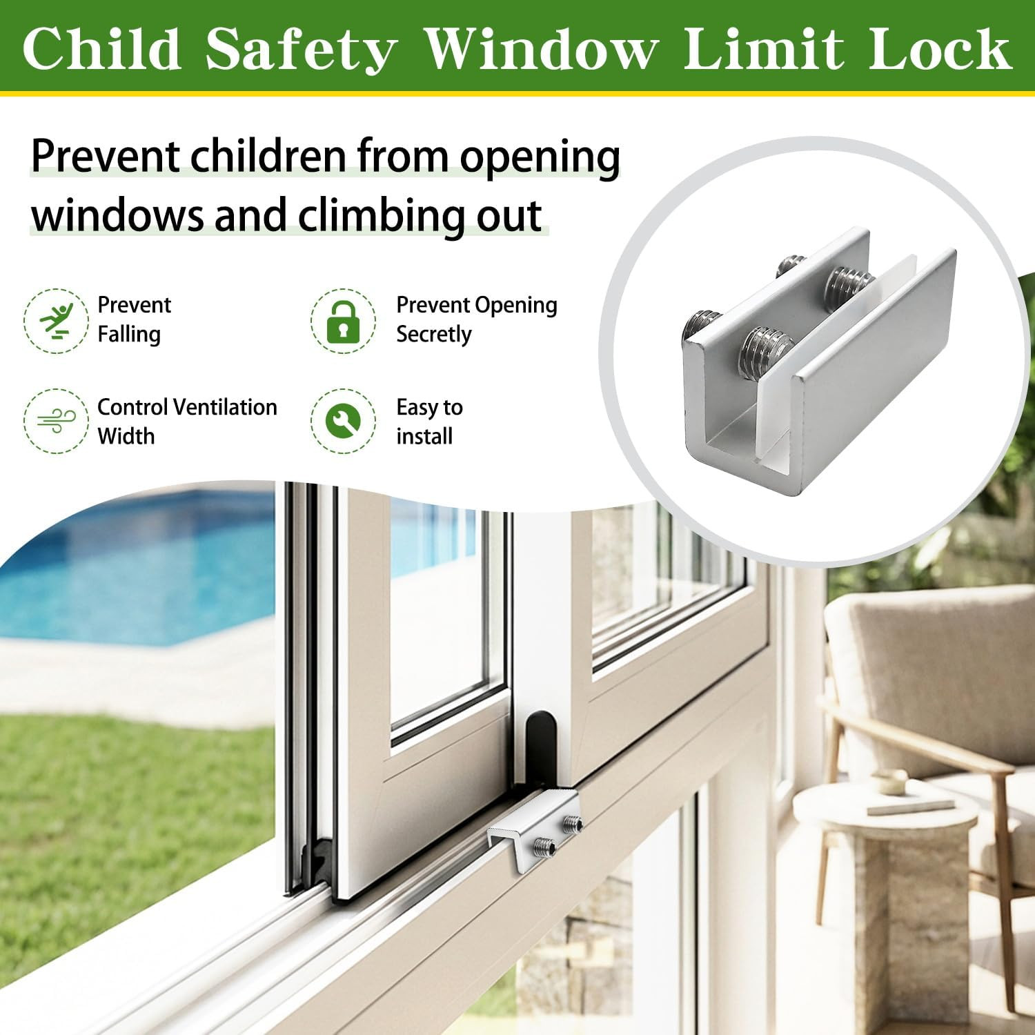 Window AC Bracket with Security Lock, No Drill Air Conditioner Support Bracket f