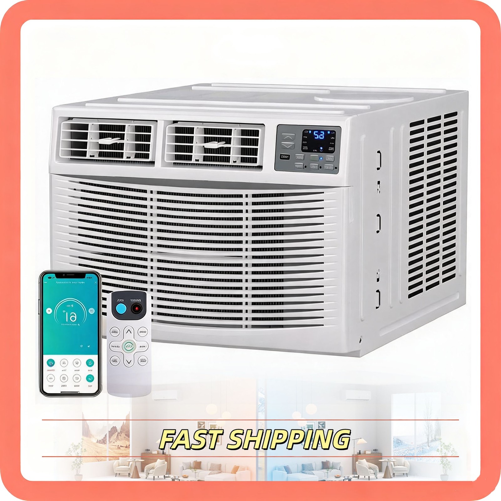 8000 BTU AC Window Air Conditioner 115V w/ Heat Window WIFI Remote App Control
