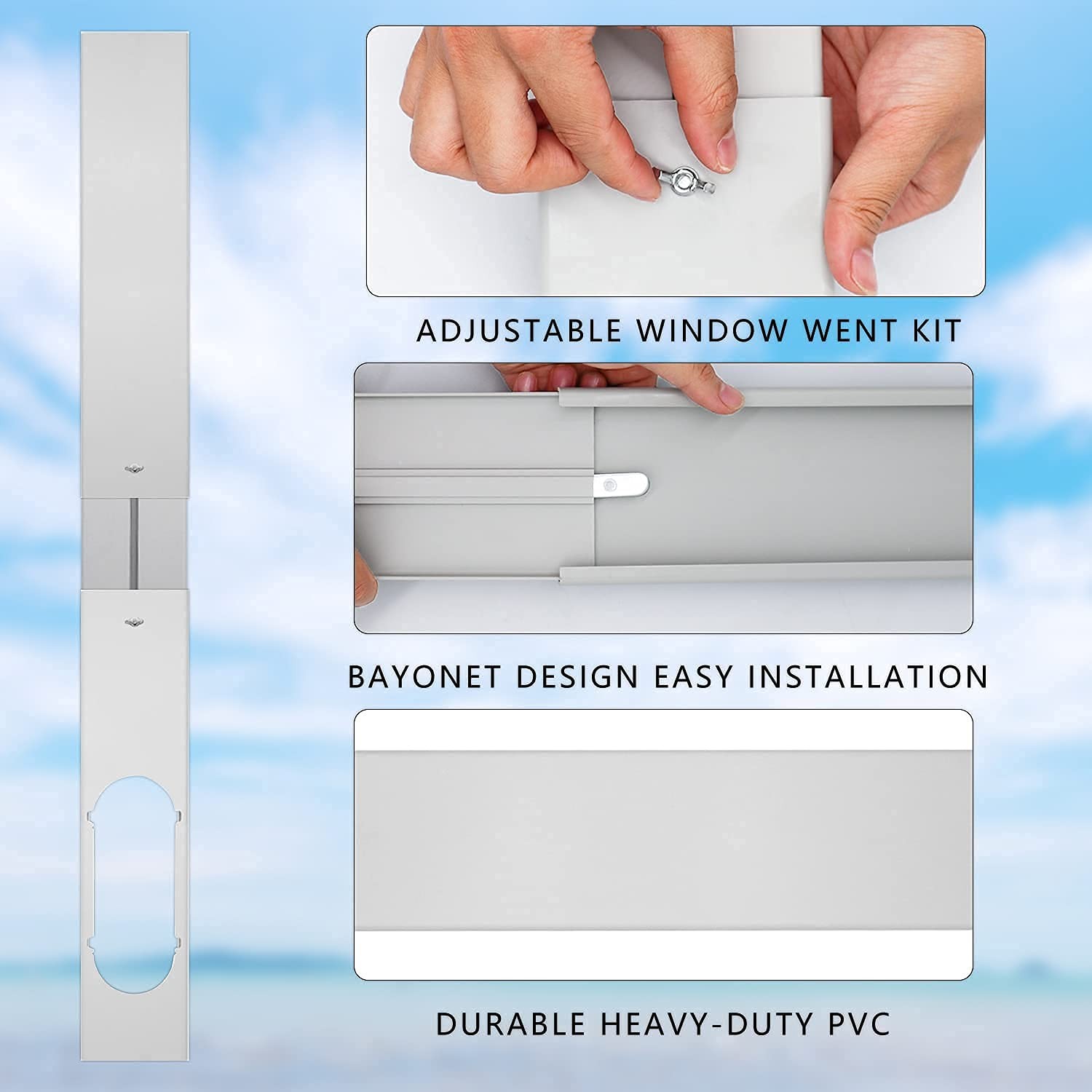 Portable Air Conditioner Kit with Adjustable Window Seal and Hose for Window AC