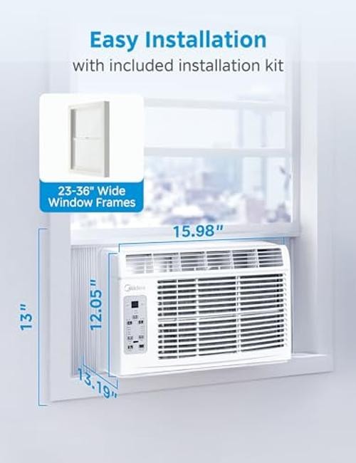 Midea 5,000 BTU Window Air Conditioner, Cools up 5,000 BTU, Electronic Control