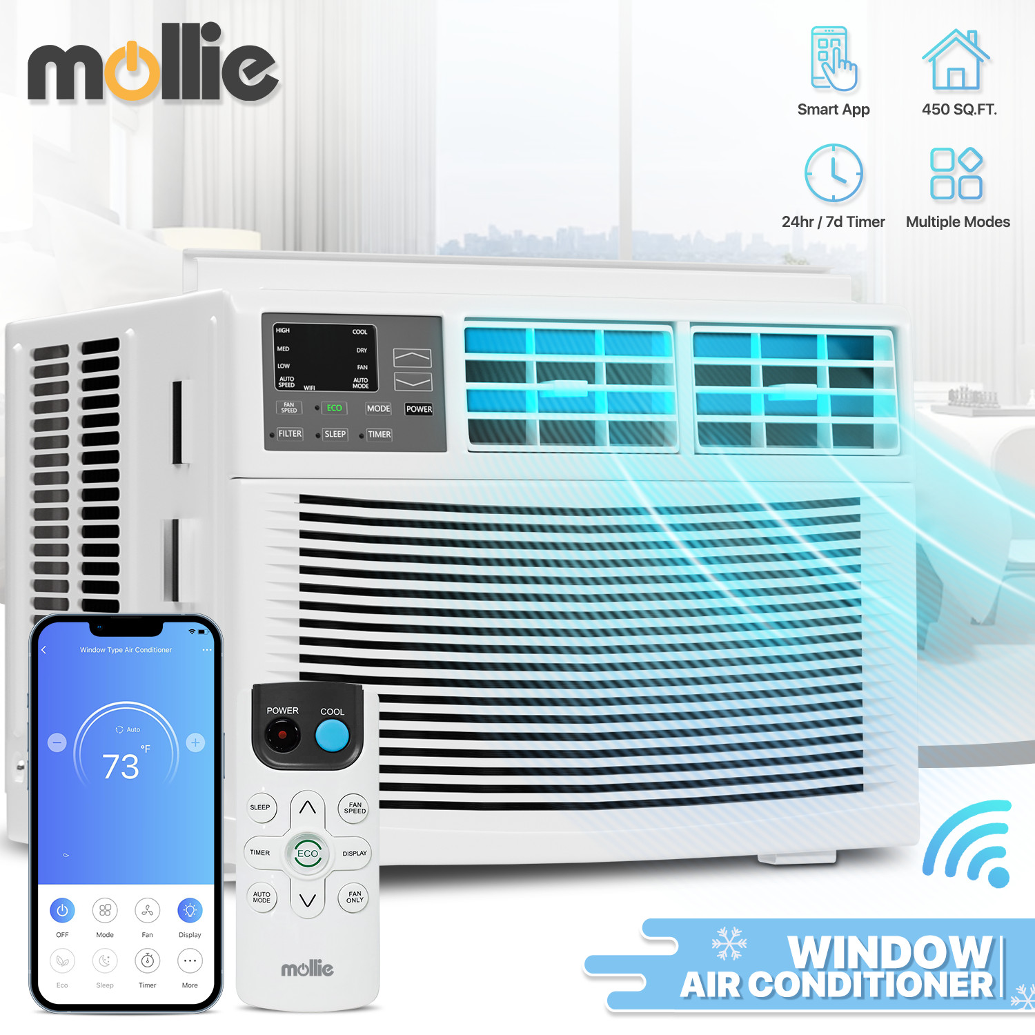 8000-12000 BTU Window Air Conditioner Ultra Quiet Dehumidifier Fan 110V AC Unit