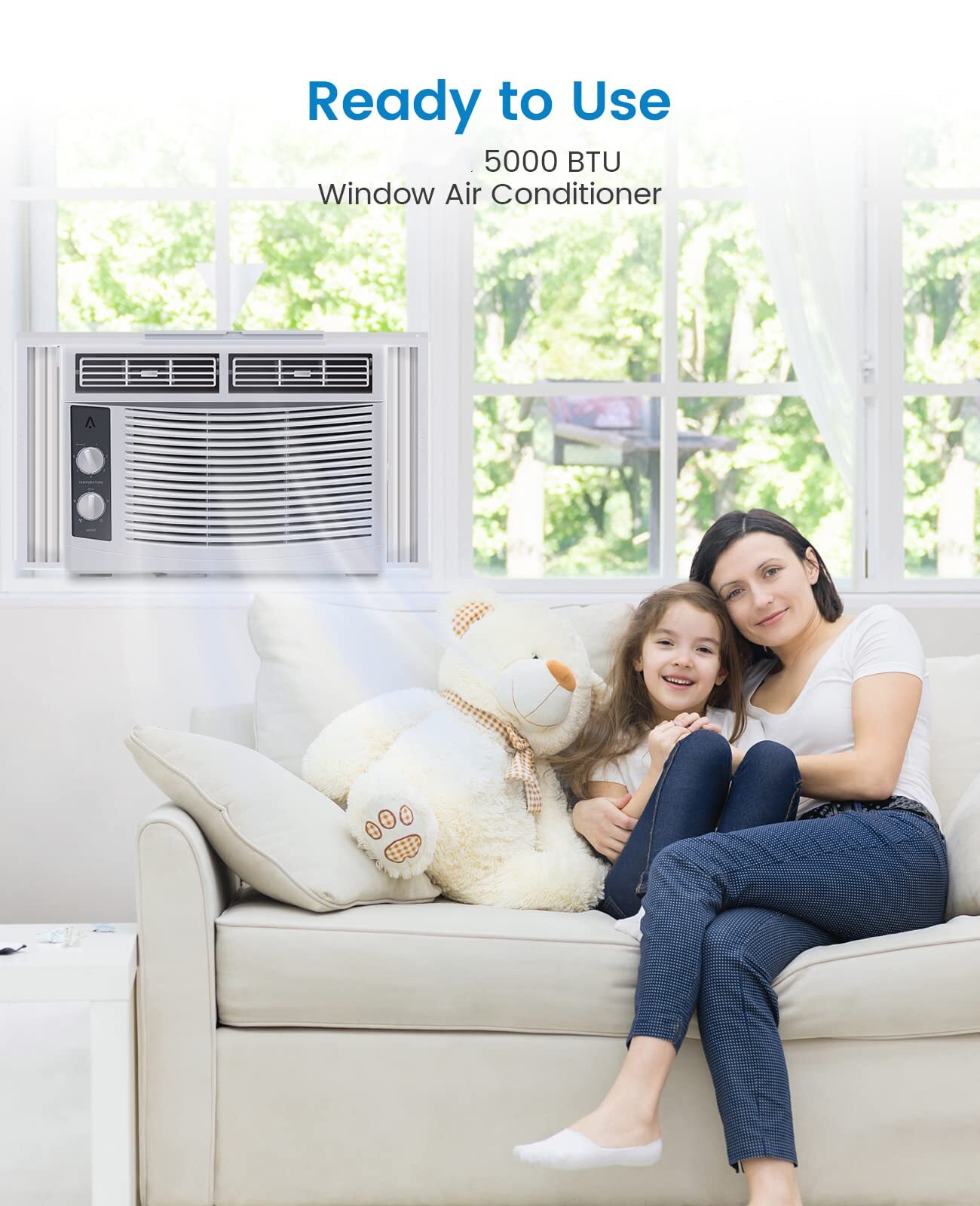 5000 BTU Window Air Conditioner Mechanical Controls Washable Filter 150 Sq Ft