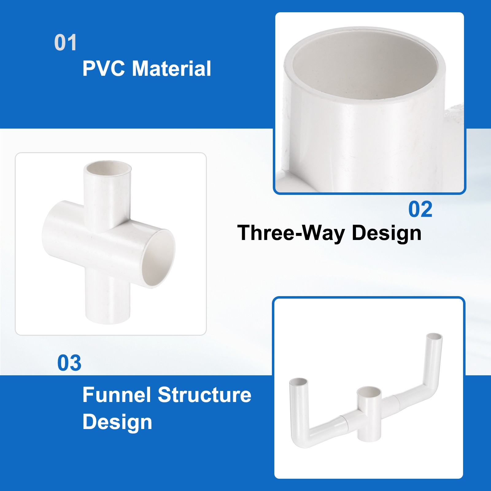32x25mm PVC Four-Way Air Conditioner Drain Hose Connector, White