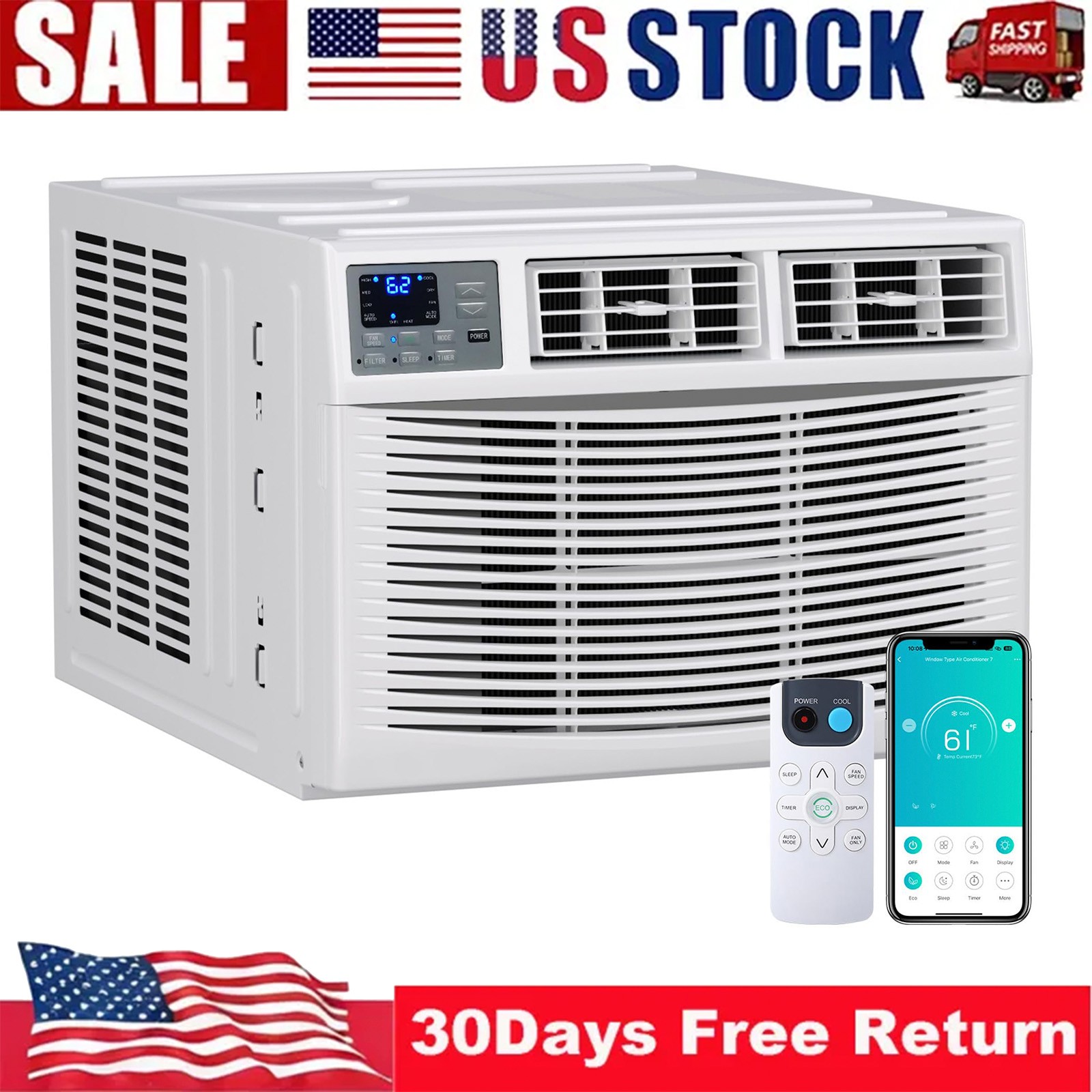 18000 BTU Window Air Conditioner & Heater Combo Smart WiFi, Remote/App Control