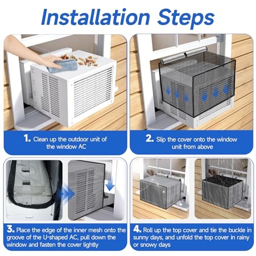 U-shaped Window Air Conditioner Cover: Black (Upgraded Black Top Cover)