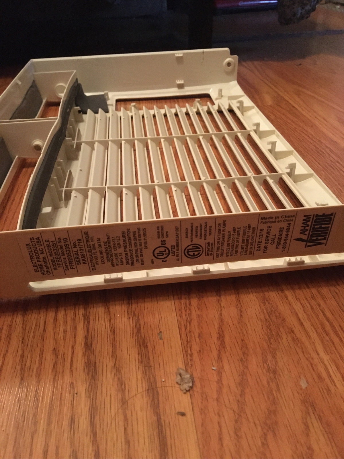 Frigidaire ac model: FFRE0533S1 front panel Frame 16.02X11.06X1.85 in