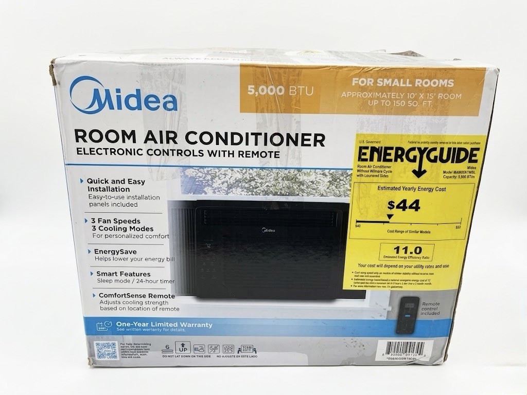 Midea 5,000 BTU Window Air Conditioner Black Remote Electronic Timer Sleep Mode