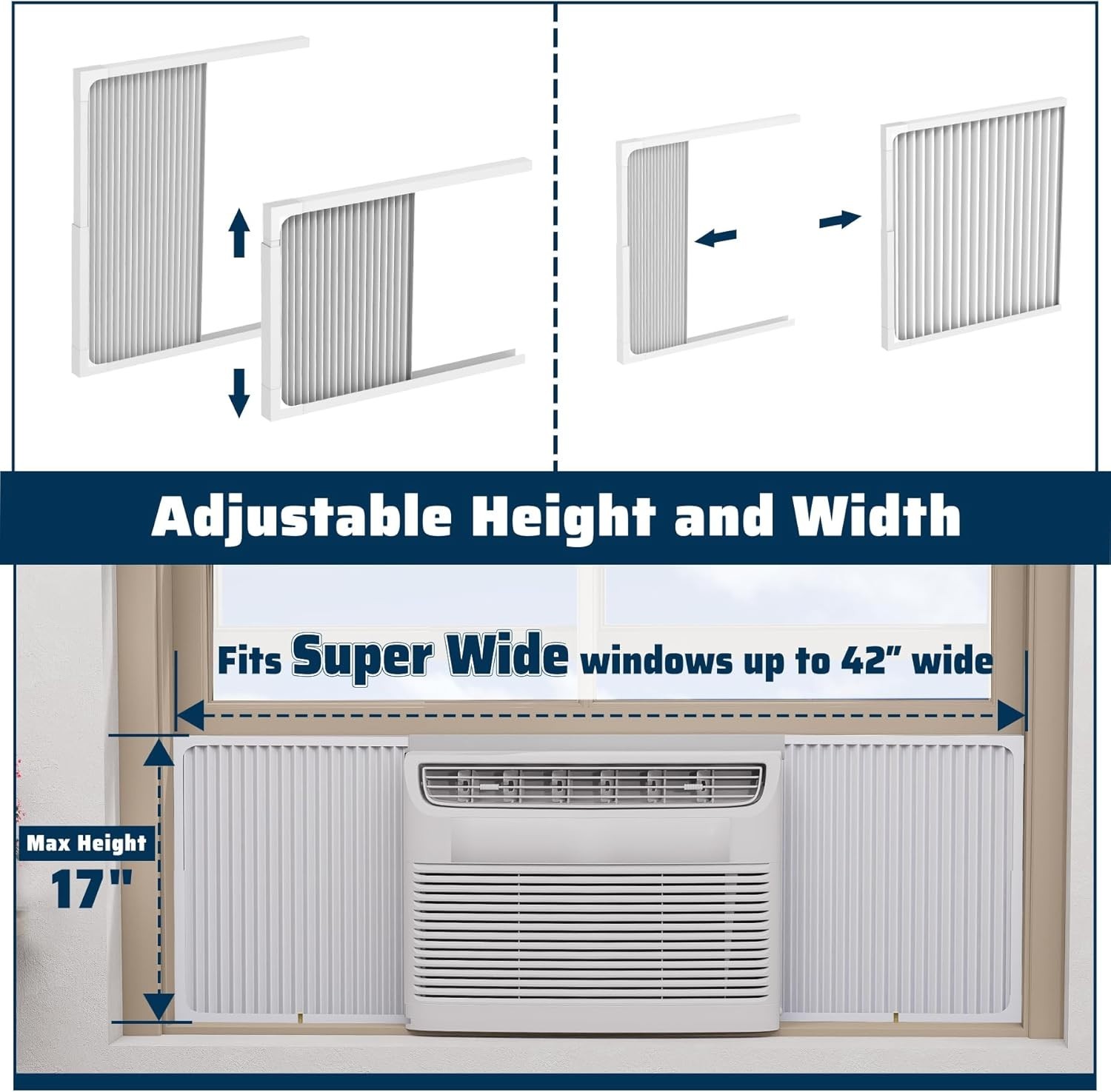 Adjustable Window Air Conditioner Side Panels with Frame Set,Extra Wide Window A
