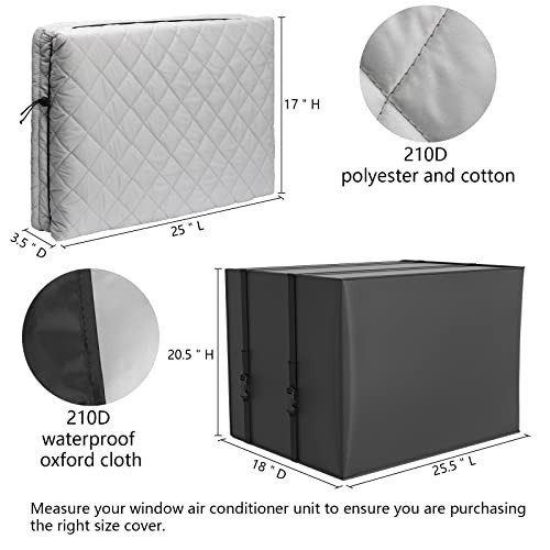 2 Pack Indoor Outdoor Window Air Conditioner Cover Adjustable Window AC Large