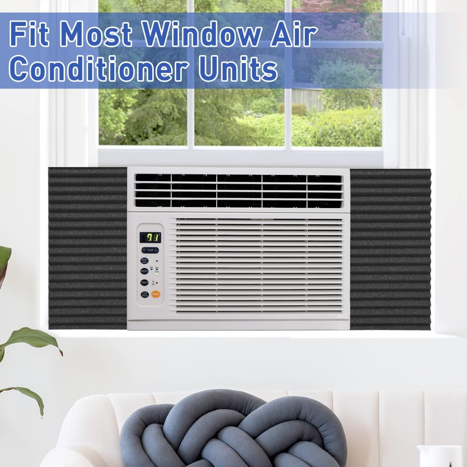 Black Foam Window AC Side Panels – Insulation & Energy-Saving Pack of 2, 17×9…