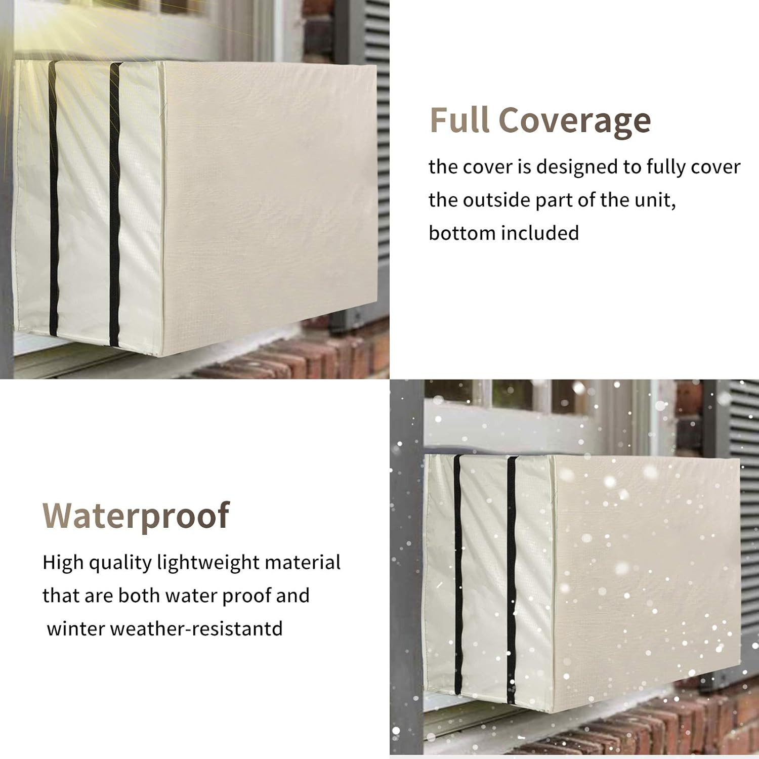Window Air Conditioner Cover L 27″W x 23″D x 18″H Beige