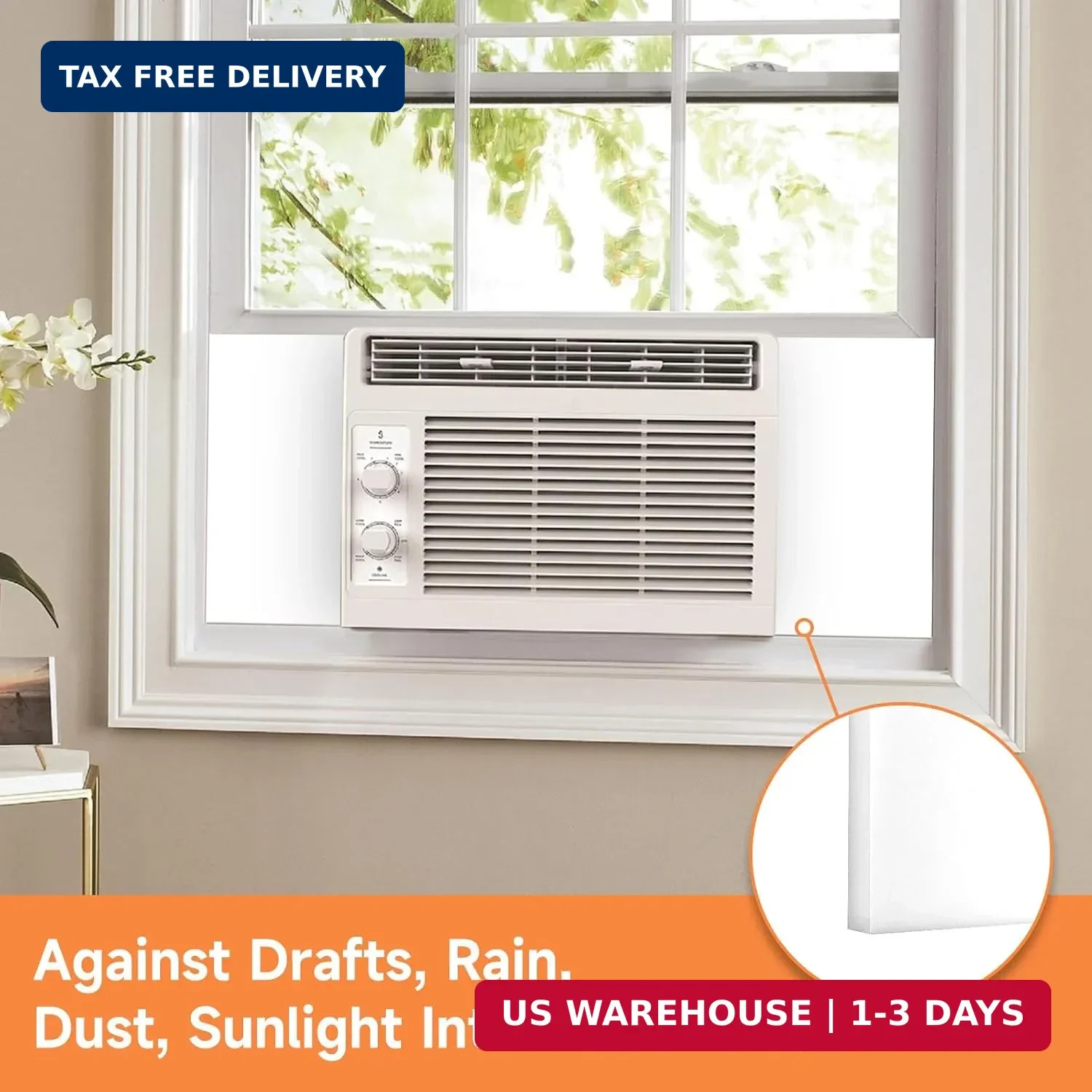 Window Air Conditioner Insulated Foam Panels, Winter Surround Insulation Side Pa
