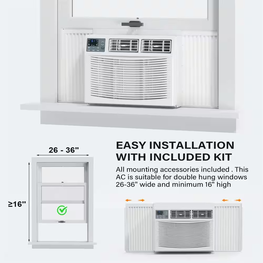 8,000 BTU (DOE) Wi-Fi Window Air Conditioner 350 Sq. Ft. with Heater in White 11