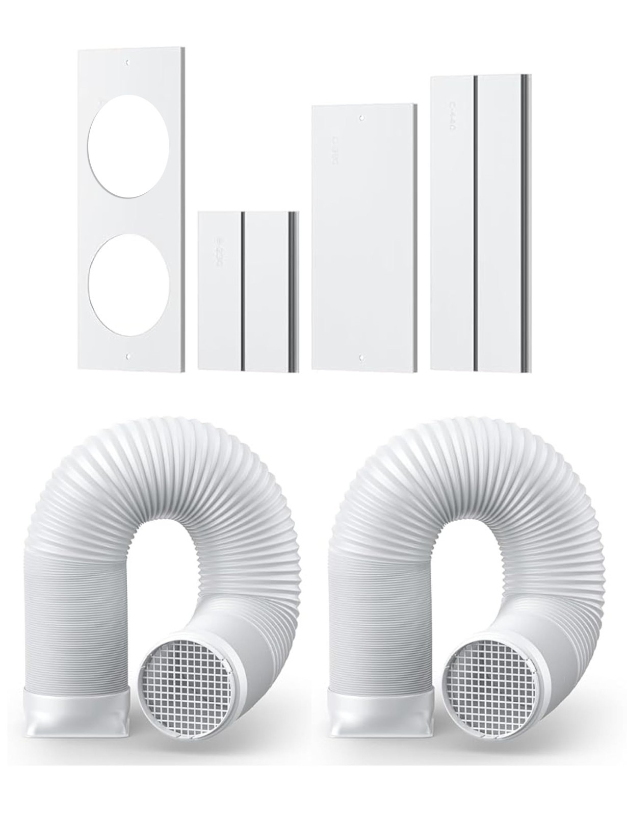 Adjustable Portable Air Conditioner Window Vent Kit – Dual Hose, 5.9″ Exhaust Du