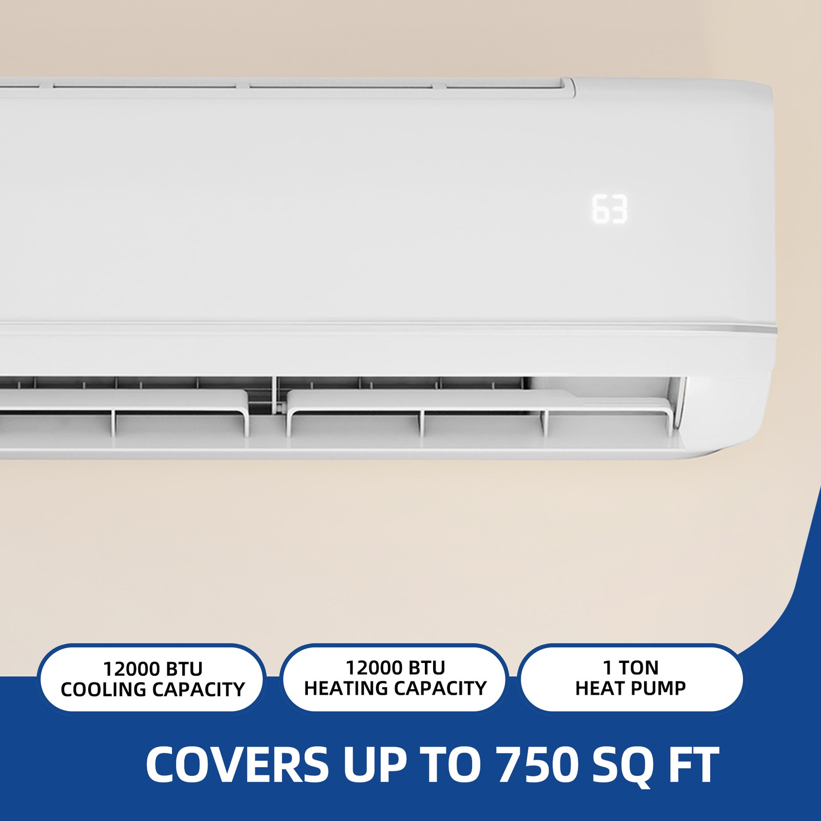 12,000 BTU Mini Split AC/Heat Pump 21 SEER 220V WiFi Enabled for Smart Cooling