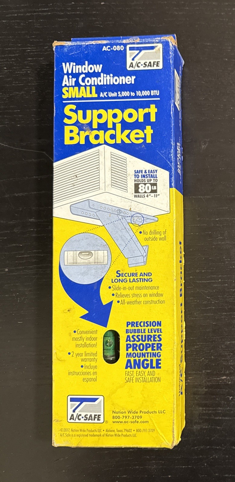 AC Safe AC-080 Universal Light-Duty Air Conditioner Support Bracket, Up to 80lb