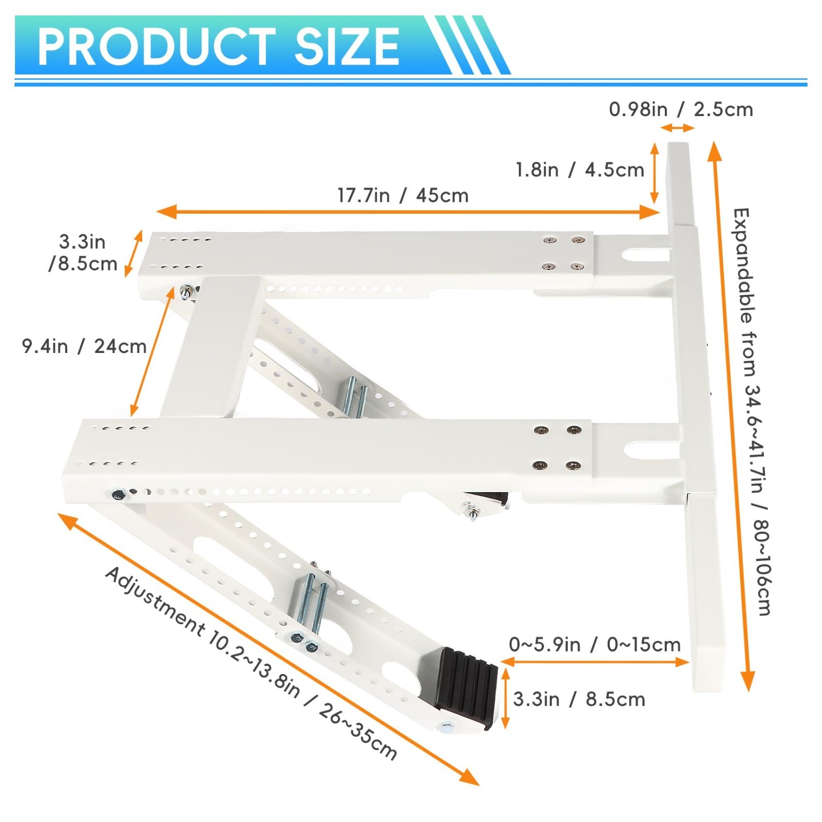 Heavy Duty No-Drill AC Bracket for Single/Double Hung Windows, 5,000-24,000 BTU,
