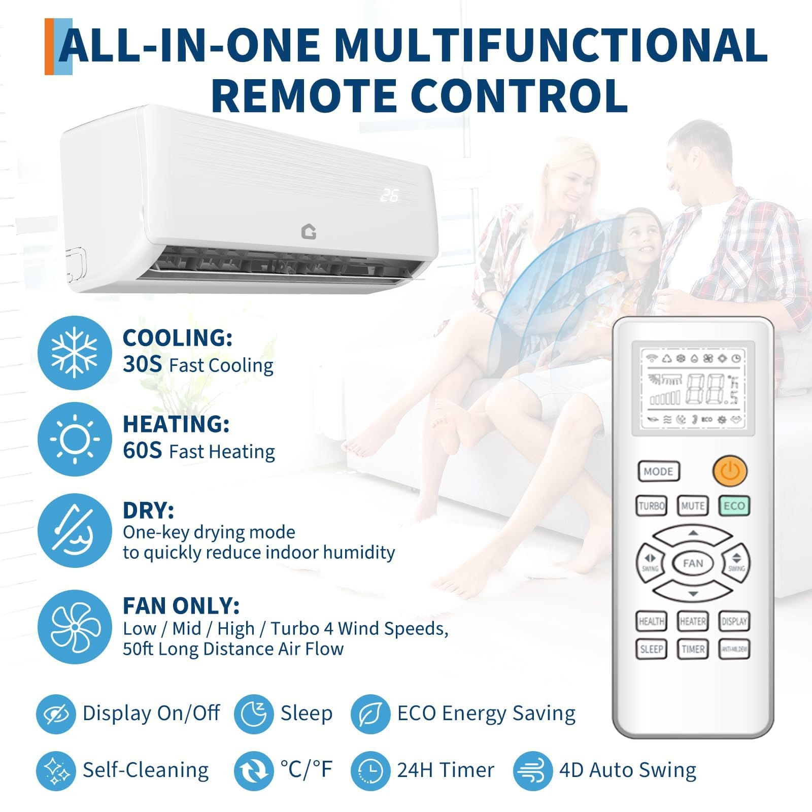 12000 BTU High Efficiency Hyper Series Mini Split Heat Pump Air Conditioner 230V