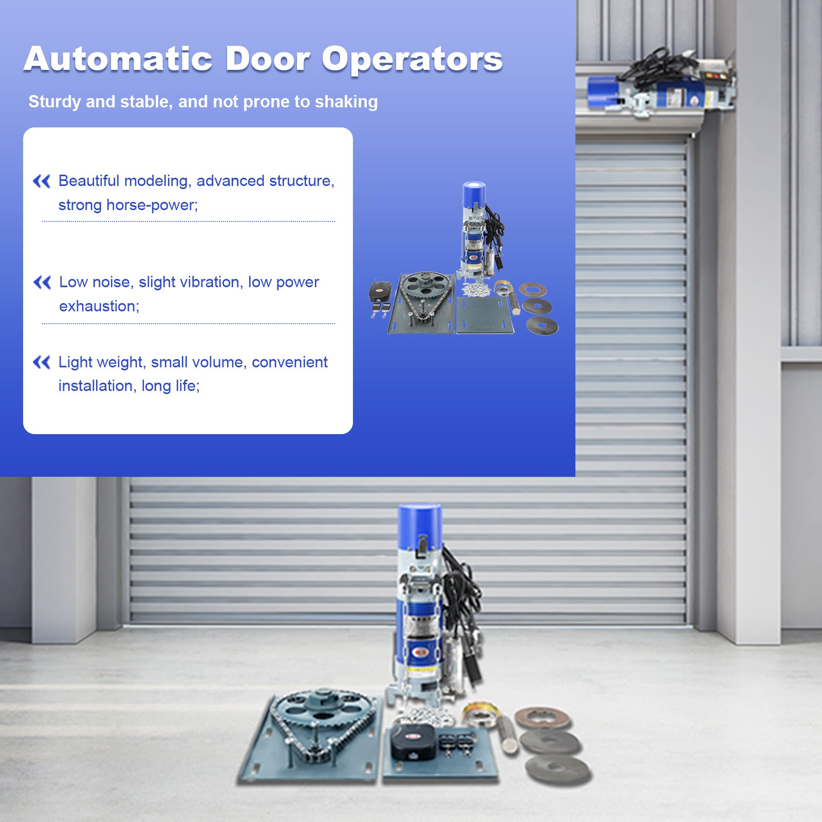 Rolling Door Motor 300W AC 110V 3 Control Electric Garage Door Shutter 600KG