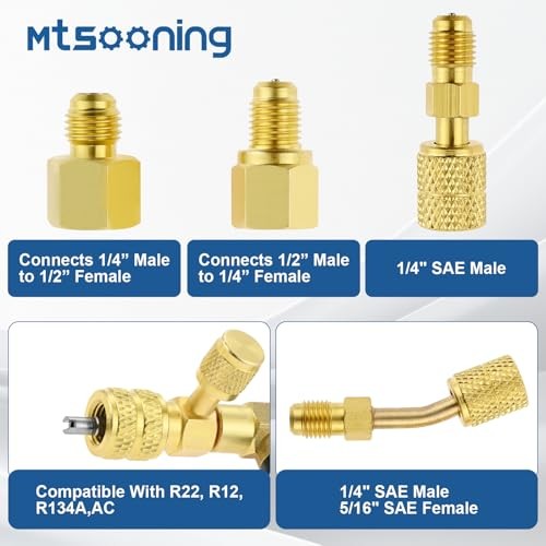 Valve Core Remover Kit for R12 R22 R410A – 3PCS 45° 1/4″ SAE Ball – 3PCS