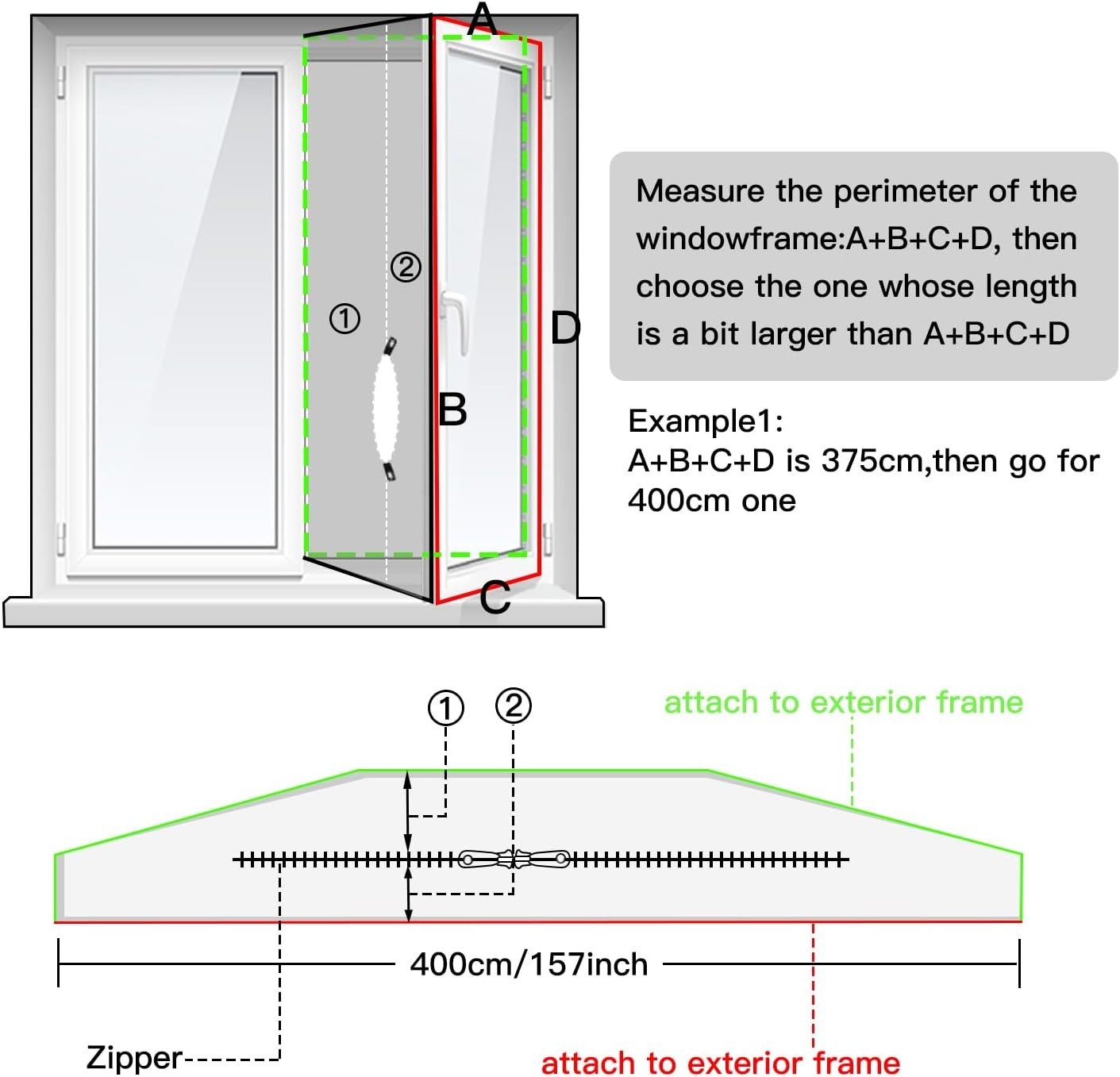 Energy-Saving Air Exchange Guard with Zipper for Windows Up to 158 Inches