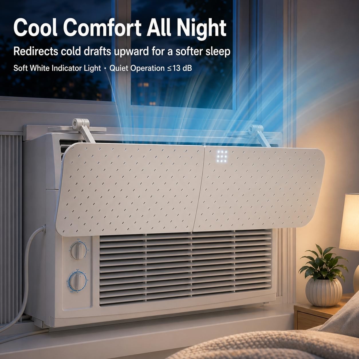 Adjustable AC Vent Deflector with Negative Ion Purifier for Window Units – Cool