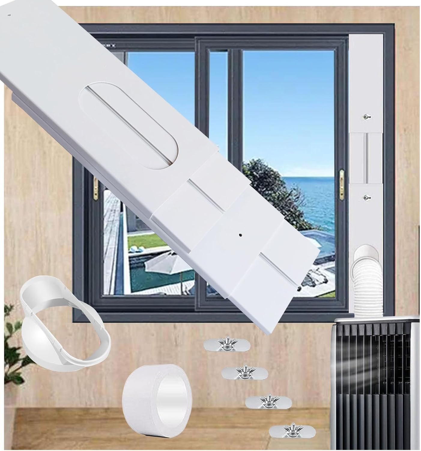 Portable Air Conditioner Window Seal Kit with Coupler,Adjustable Vertical/Horizo